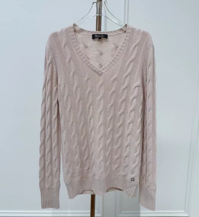 Loro Piana LORO PIANA Pink cashmere pincushion knit sweater Size M / US 6-8 / IT 42-44 - 1 Thumbnail