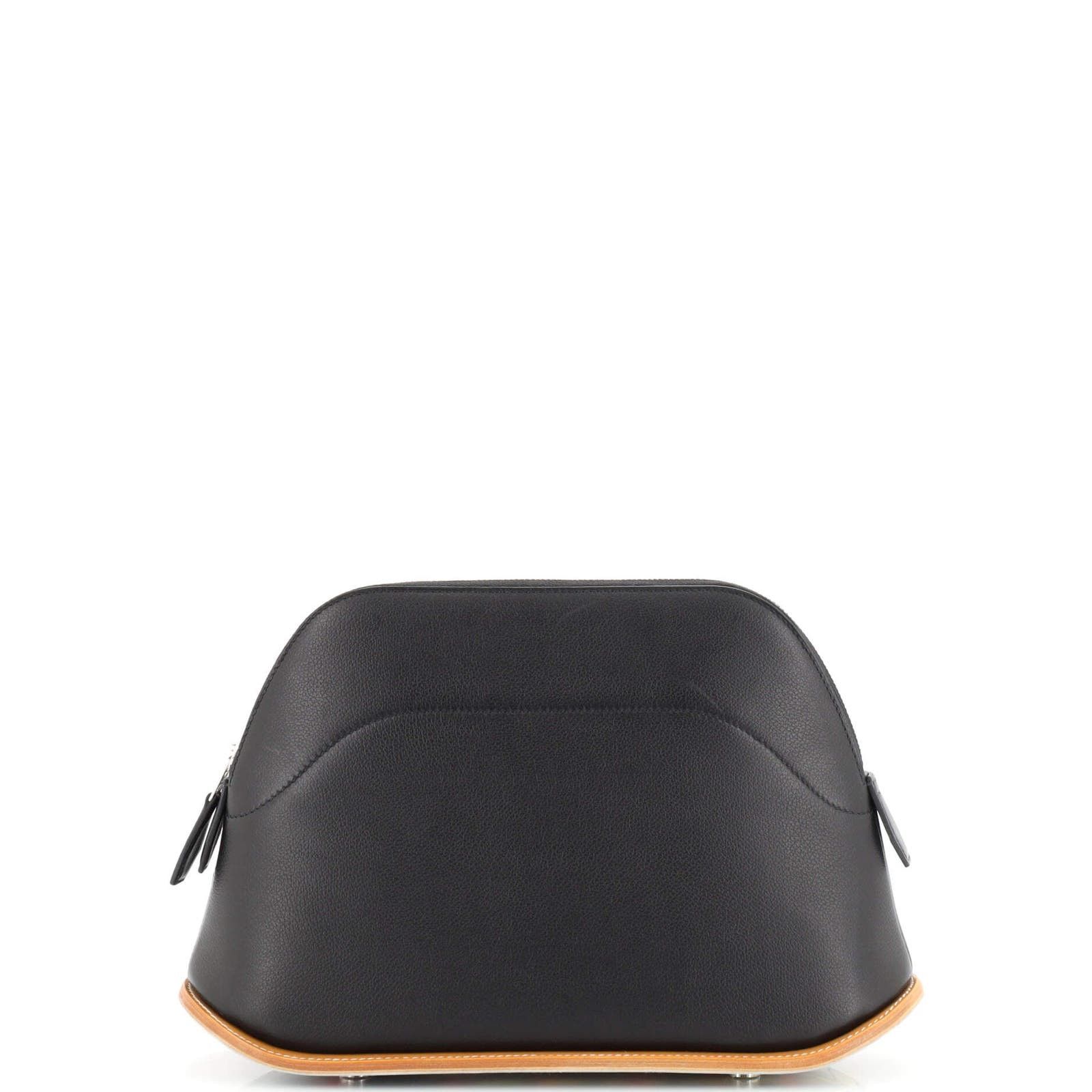 image of Hermes Bolide Skate Bag Evergrain With Printed Swift 31 in Black, Women's