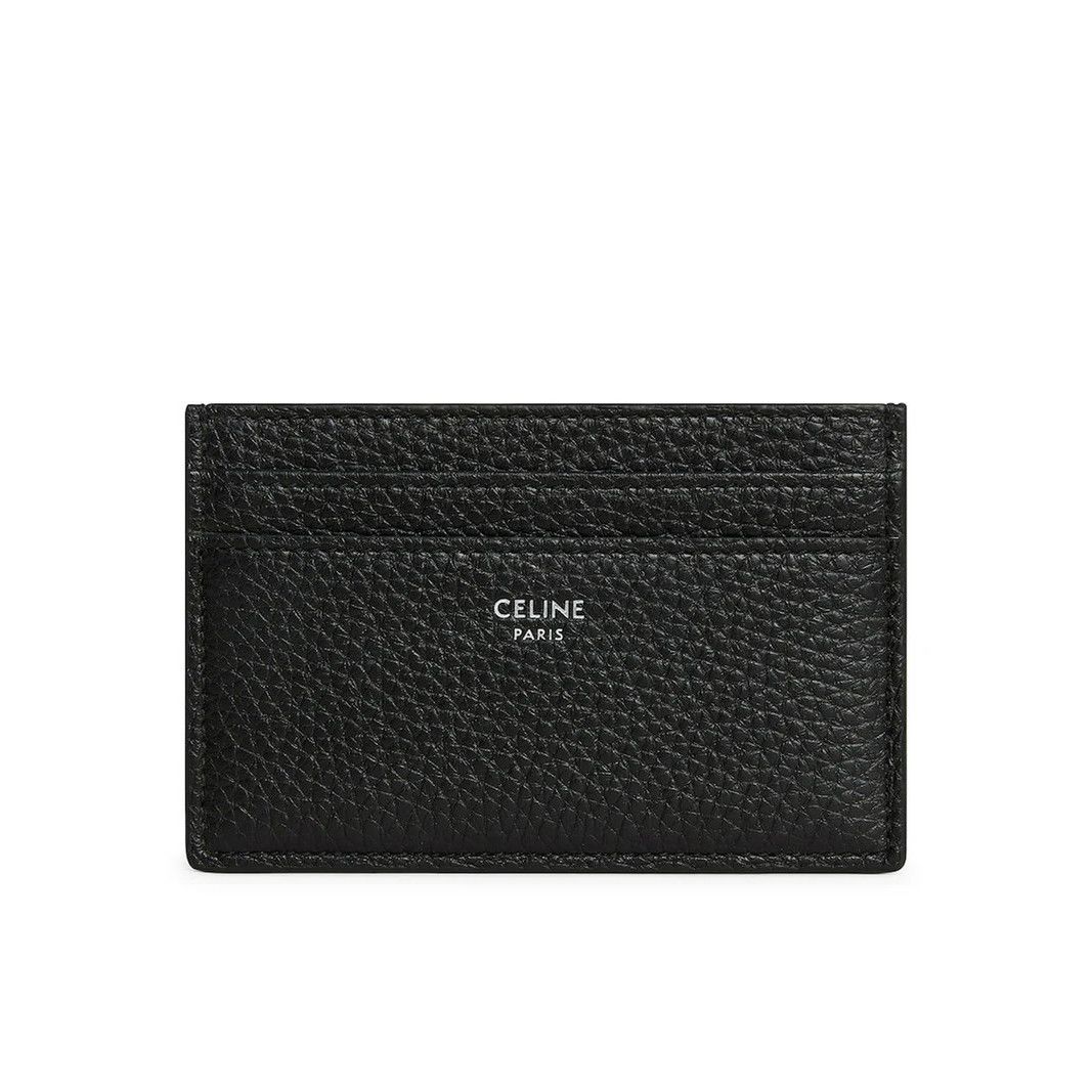 Celine CELINE $360 Black Grained Leather Card Holder New & Authenti Size ONE SIZE - 1 Thumbnail