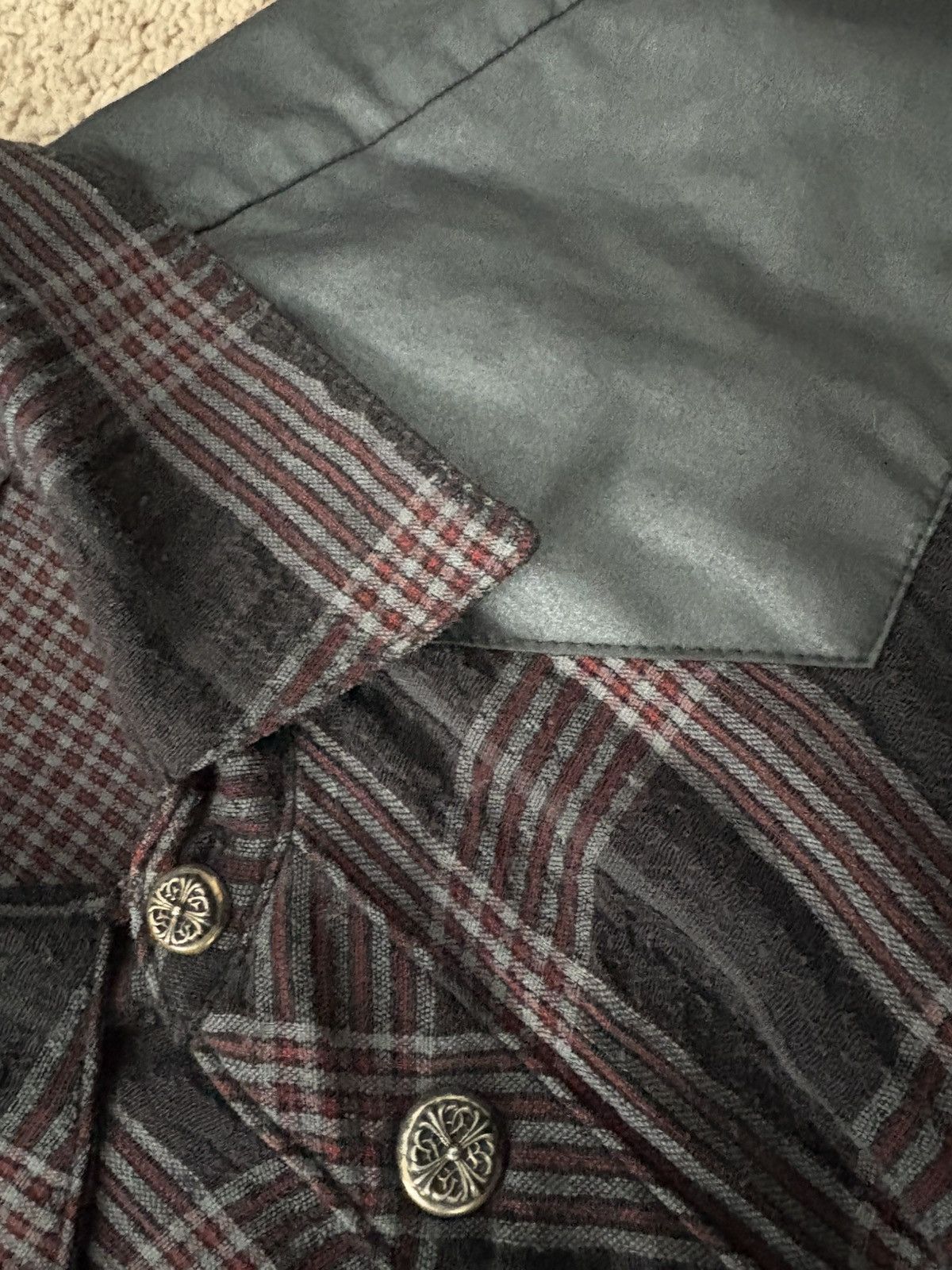Chrome Hearts Chrome Hearts Plaid Shirt Flannel Button with leather cross Size US S / EU 44-46 / 1 - 14 Thumbnail