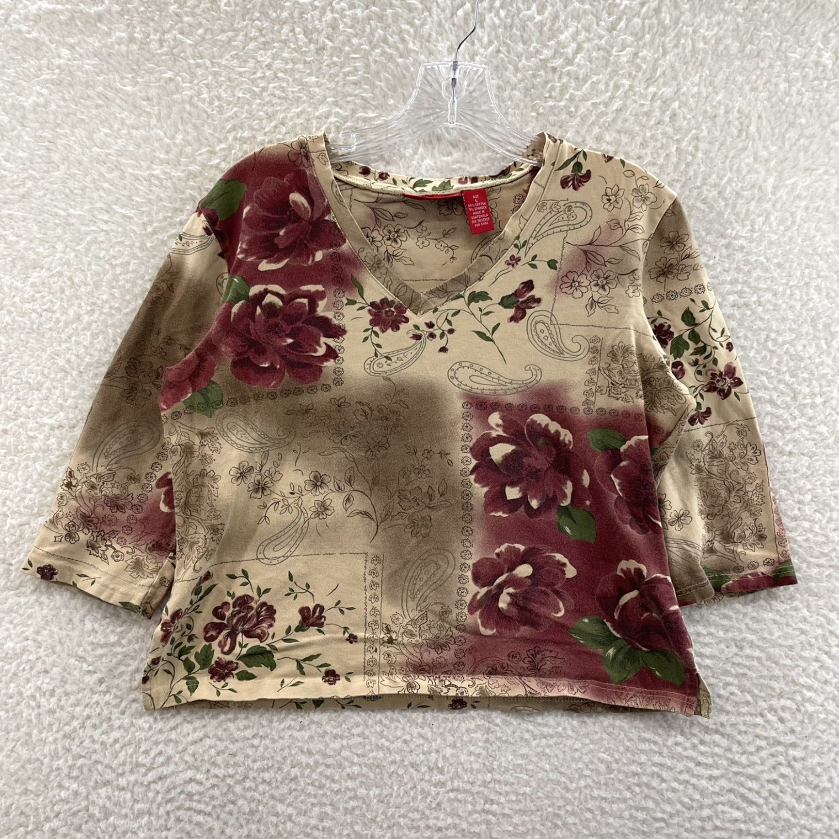Gloria Vanderbilt VINTAGE Y2K Top Large Floral Paisley Cyber Boho Fairy Grunge Whimsigoth Western Shirt L Beige Mens Womens Girls Boys Size L / US 10 / IT 46 - 2 Thumbnail