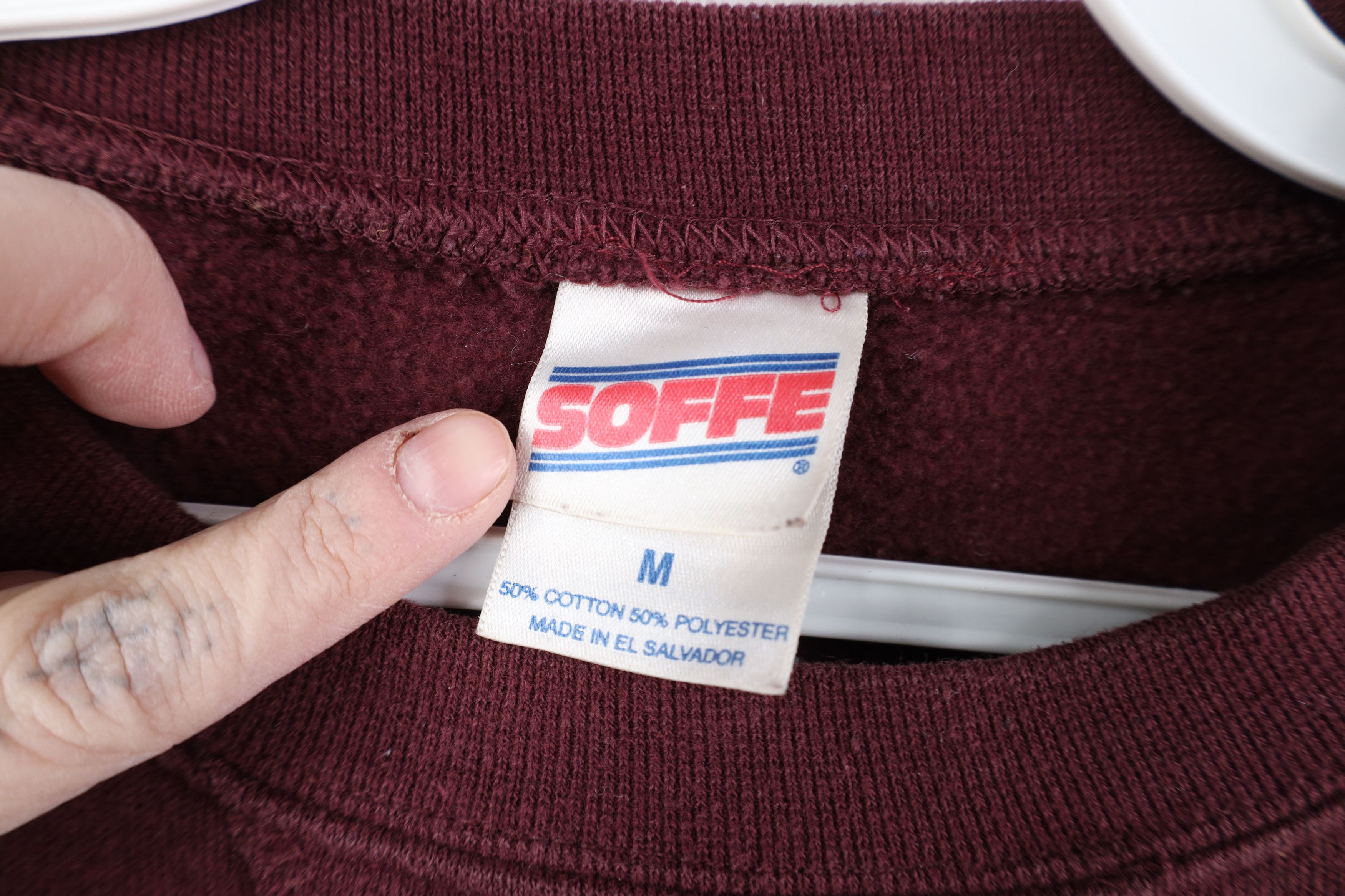 Vintage Vintage 90s Streetwear Blank Crewneck Sweatshirt Burgundy Size US M / EU 48-50 / 2 - 7 Thumbnail