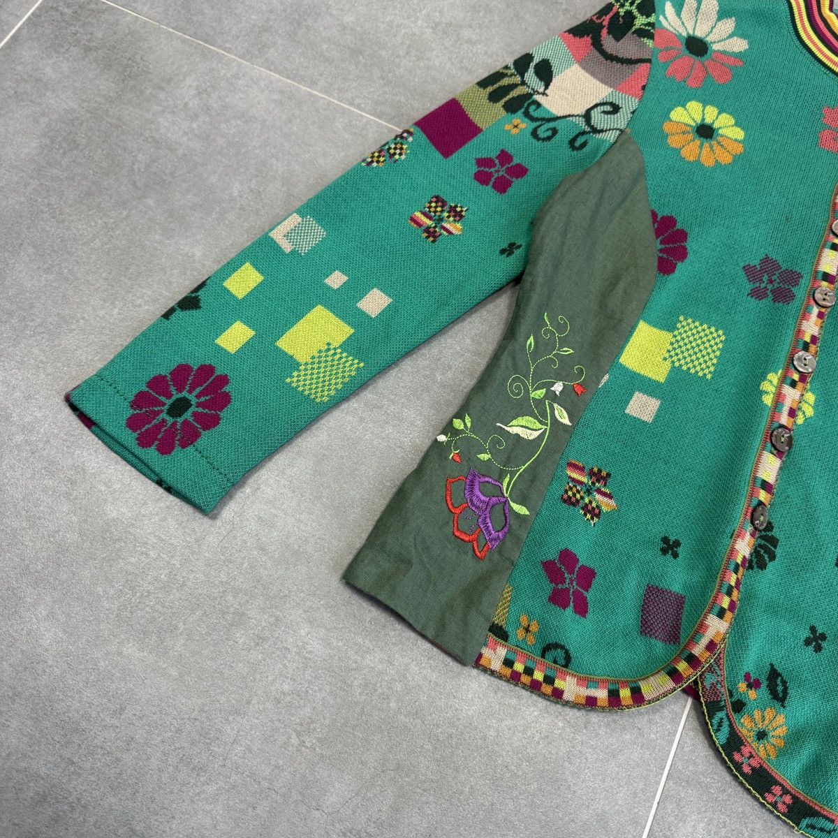 Vintage Ivko Handwritten Emotion Emerald Linen Sweater Cardigan Size XS / US 0-2 / IT 36-38 - 3 Thumbnail