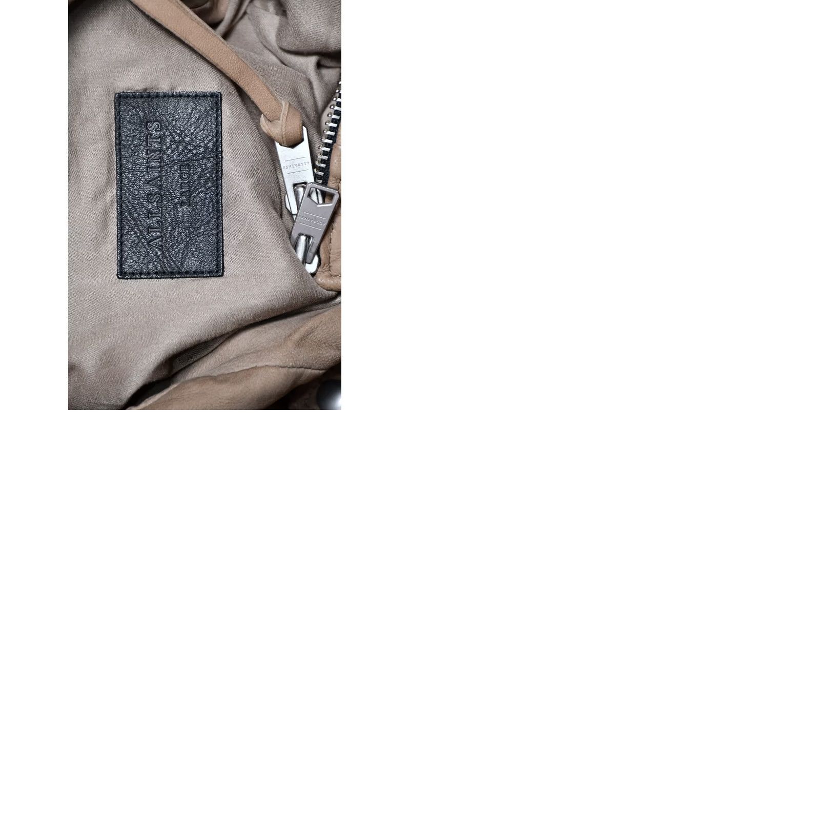 Allsaints All Saints Elwick Biker Leather Jacket Mens L Beige Blackout? Size US L / EU 52-54 / 3 - 9 Thumbnail
