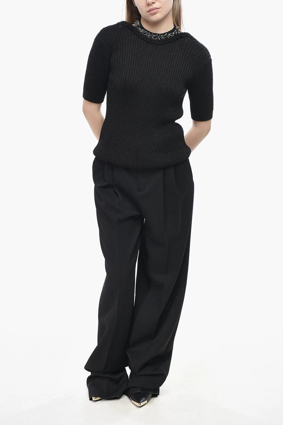 Dries Van Noten og1mm0426 Cotton-Blend Crewneck Top in Black Size M / US 6-8 / IT 42-44 - 4 Thumbnail