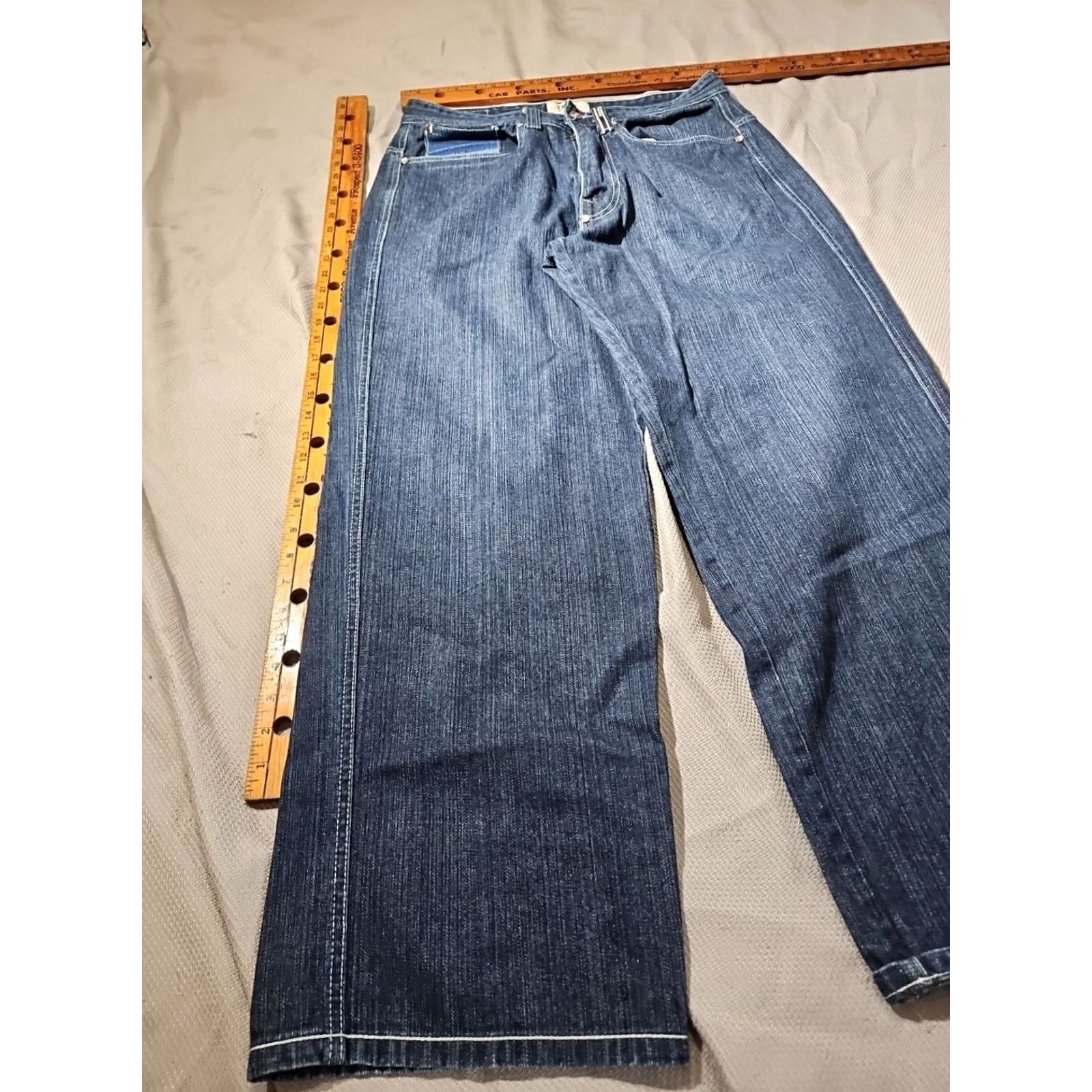 Enyce VINTAGE Enyce Jeans Mens 32 Blue Denim Baggy Embroidered Y2K Wide-Leg 2000s Pants Hip Hop Mens 32 Denim Jeans Size US 32 / EU 48 - 5 Thumbnail