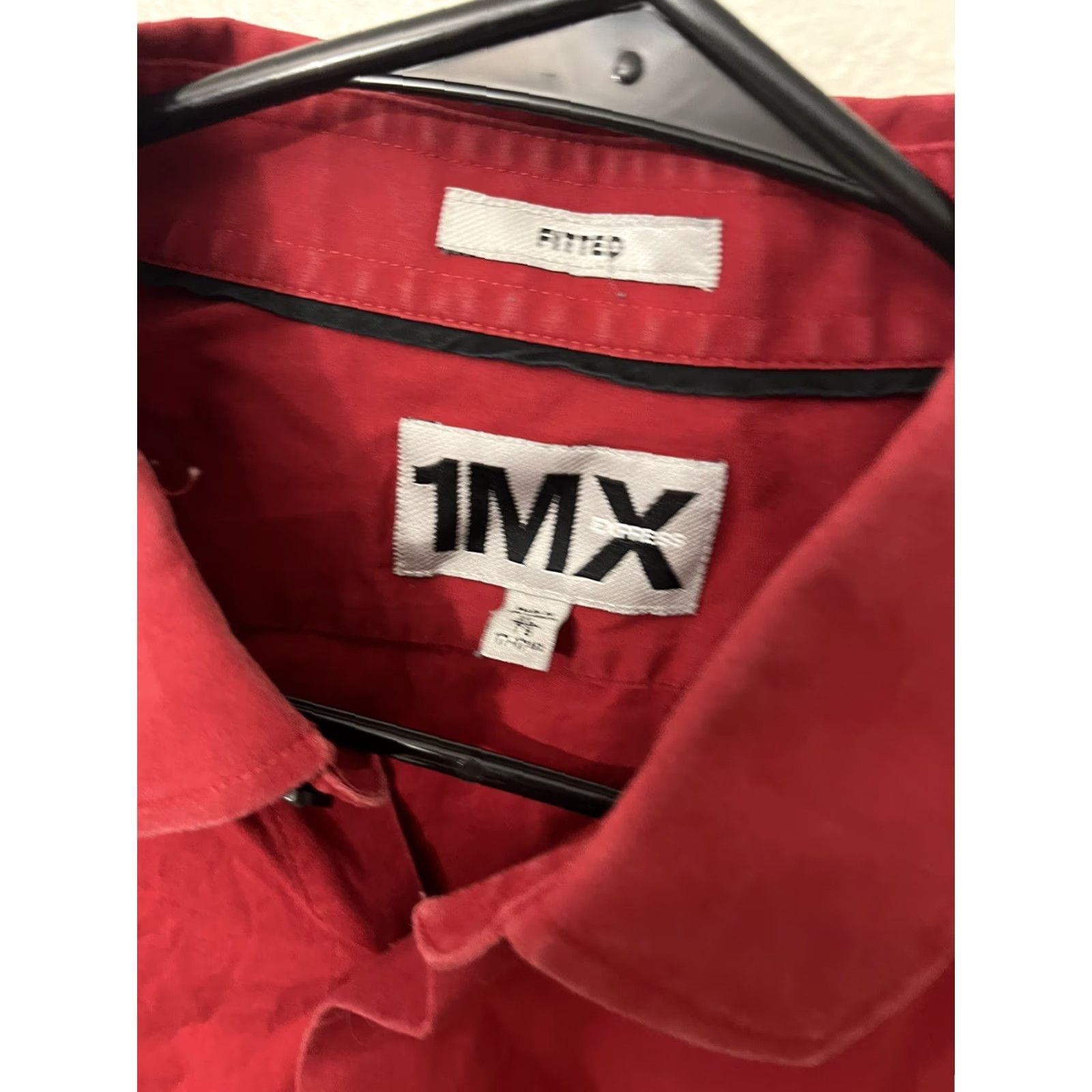 Express Express 1MX Red Button Dress Shirt Adult XL Regular Fit Mens Size 46R - 3 Thumbnail