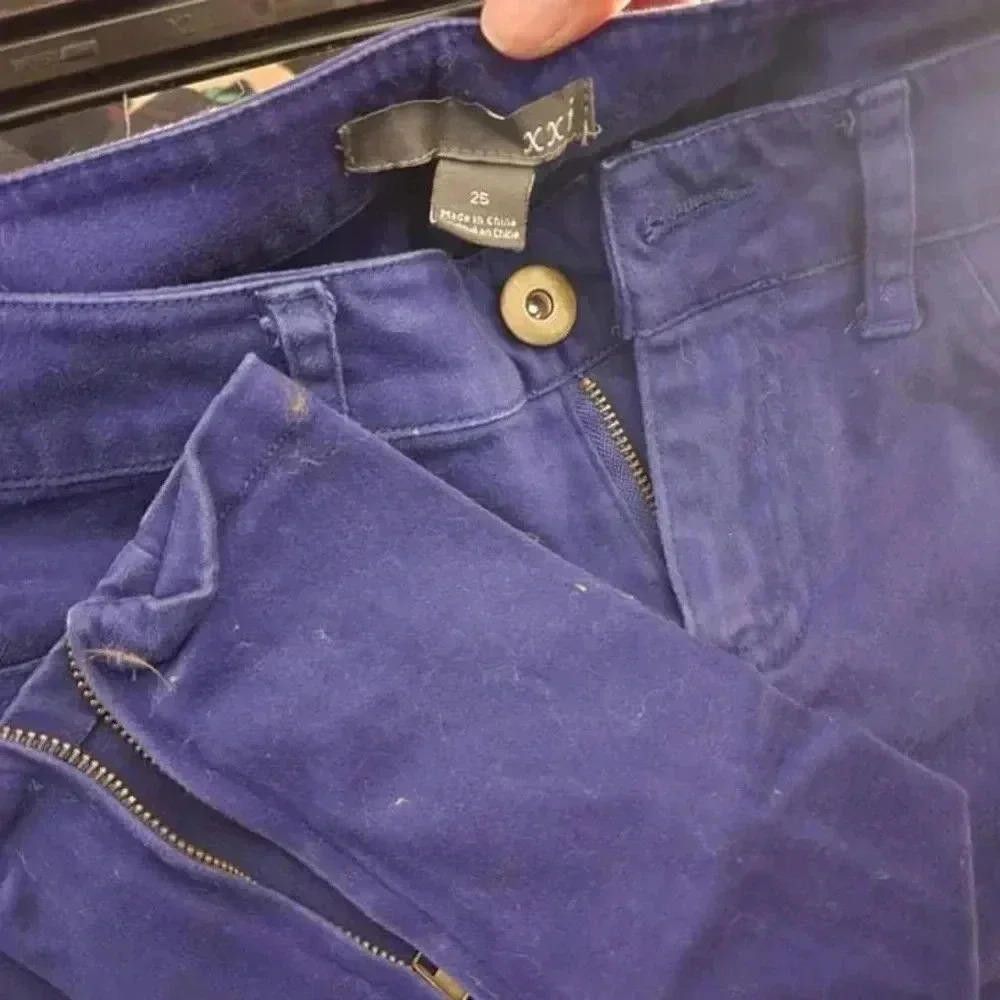Designer Stylish Purple Zippered Slim Fit Pants Size 25" / US 0 / IT 36 - 3 Thumbnail
