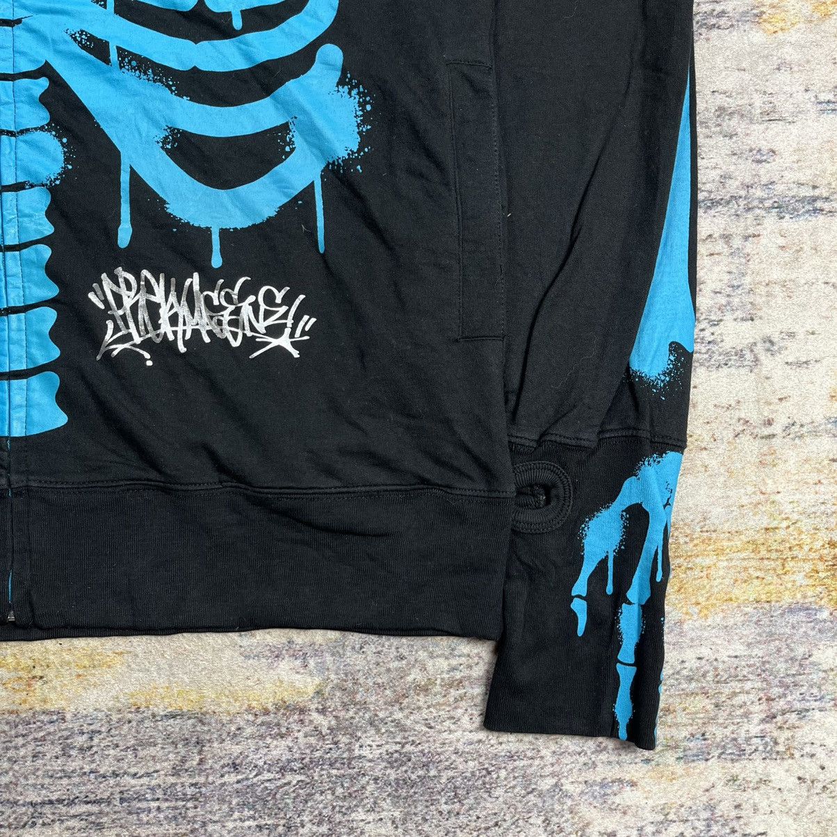 Japanese Brand Freaky massive skeleton full zip thumbhole zip hoodie Size US XL / EU 56 / 4 - 9 Thumbnail