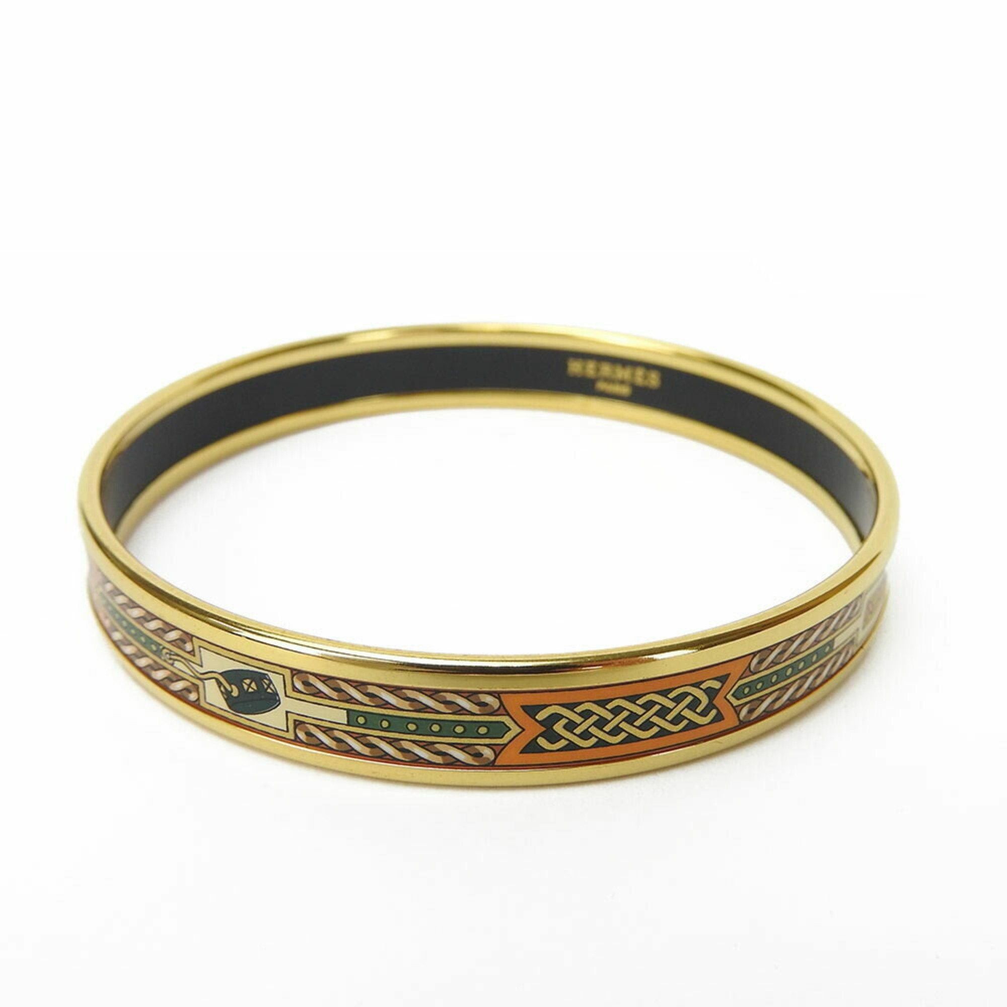 image of Hermes Bangle Enamel Gp Cloisonne Gold Plated Accessory Ladies in Blue, Women's