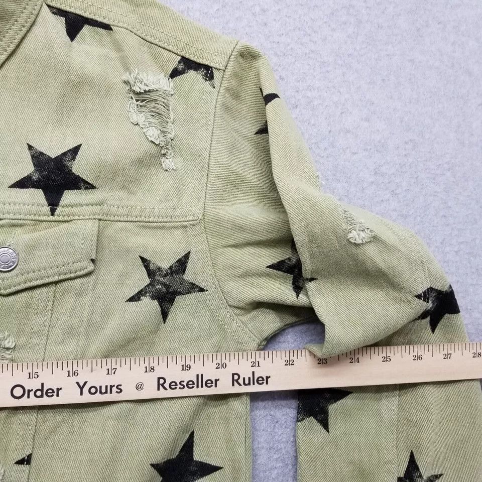 Other Zayla Jacket Womens Large Green Stars Denim Distressed Size L / US 10 / IT 46 - 4 Thumbnail