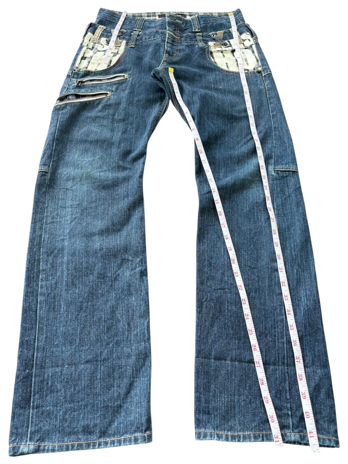 Japanese Brand VTG Y2K Dominate Double Waist Raw Denim Loose Jeans Size US 31 - 11 Thumbnail