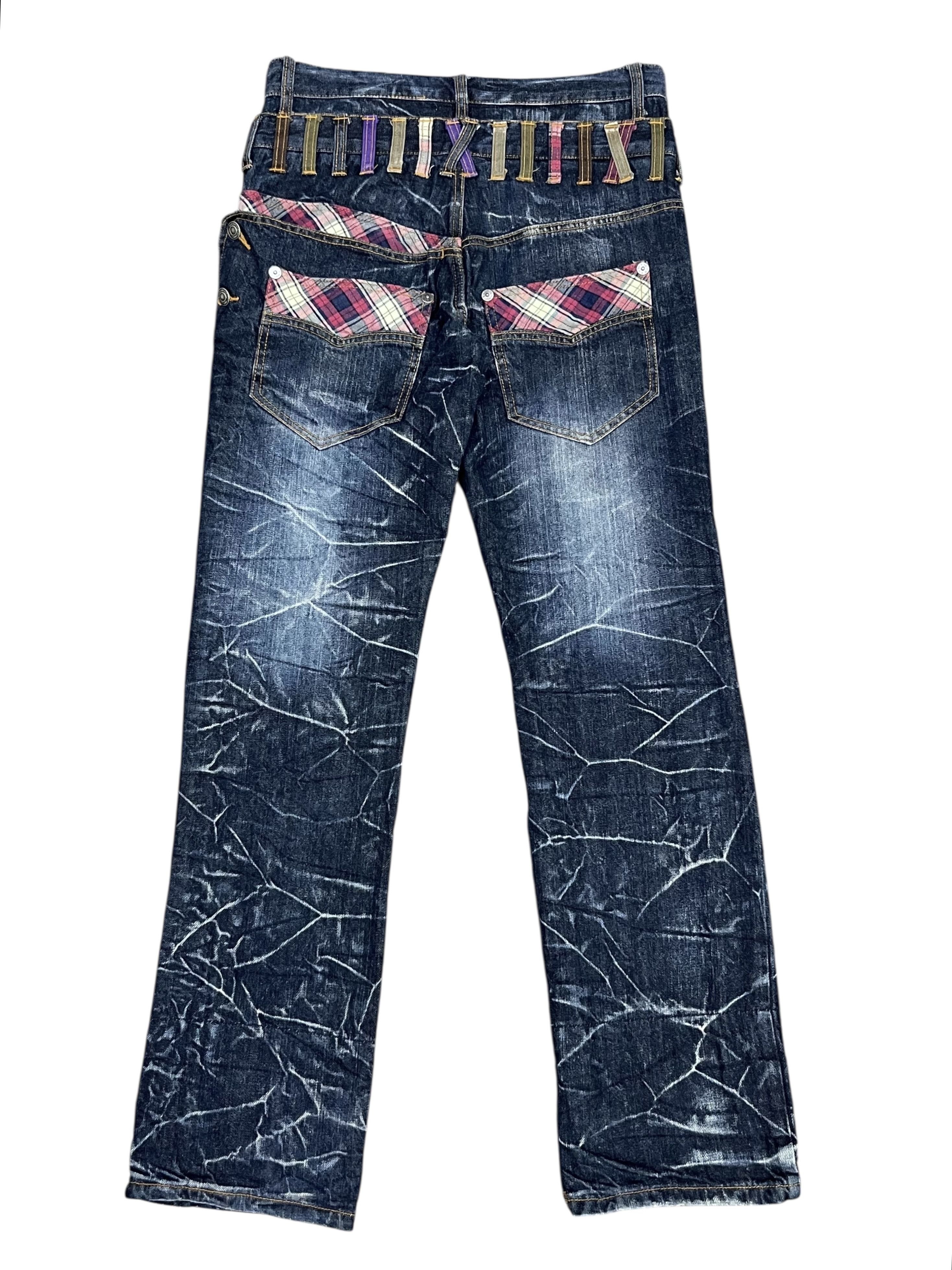 Japanese Brand 🔥FYE EXPLOSION ACID WASH Double Waist Half Flap Back Jeans Size US 29 - 3 Thumbnail