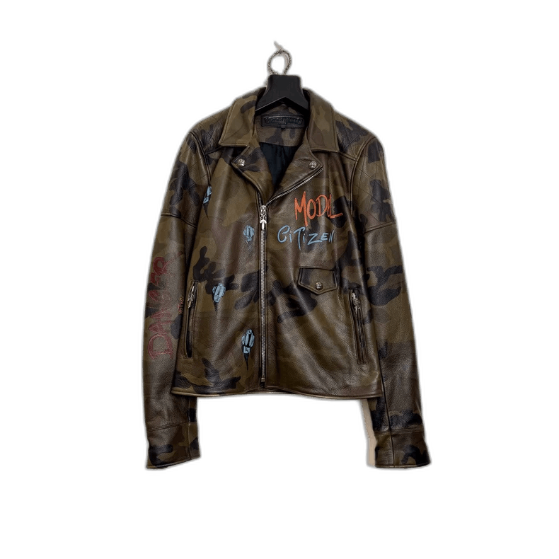 Chrome Hearts Chrome Hearts Hand-Painted Camouflage Leather Jacket-yf Size US M / EU 48-50 / 2 - 1 Thumbnail