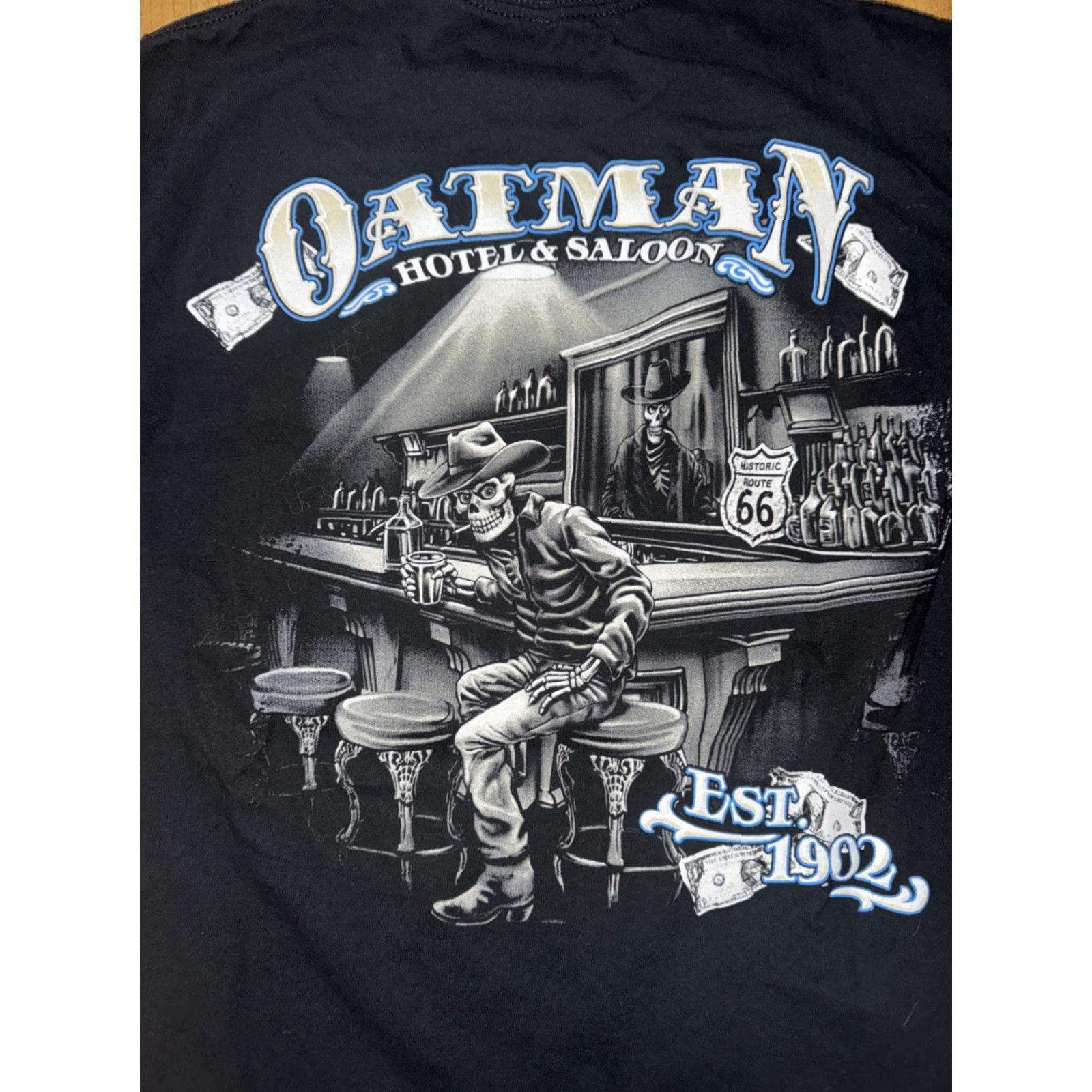 Vintage Oatman Hotel And Saloon Cowboy Skeleton T-Shirt Black Medium Mens Size US M / EU 48-50 / 2 - 2 Thumbnail