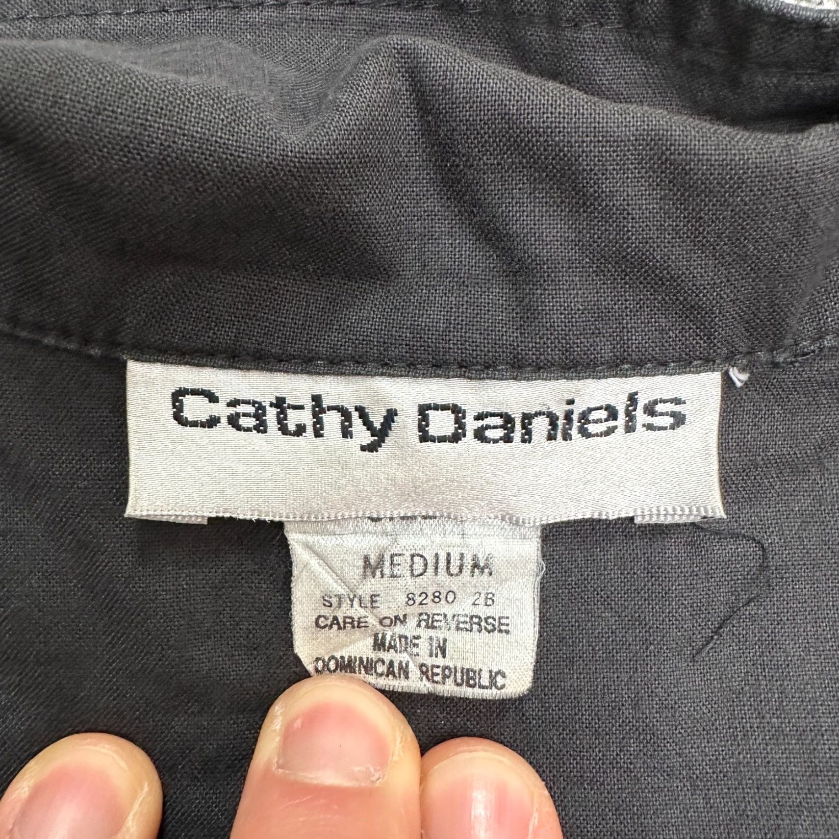 Vintage Cathy Daniels Blazer Women Medium Black Cotton Lightweight All Seasons Long Sleeve Button Closure Workwear Classic Womens Size M / US 6-8 / IT 42-44 - 3 Thumbnail