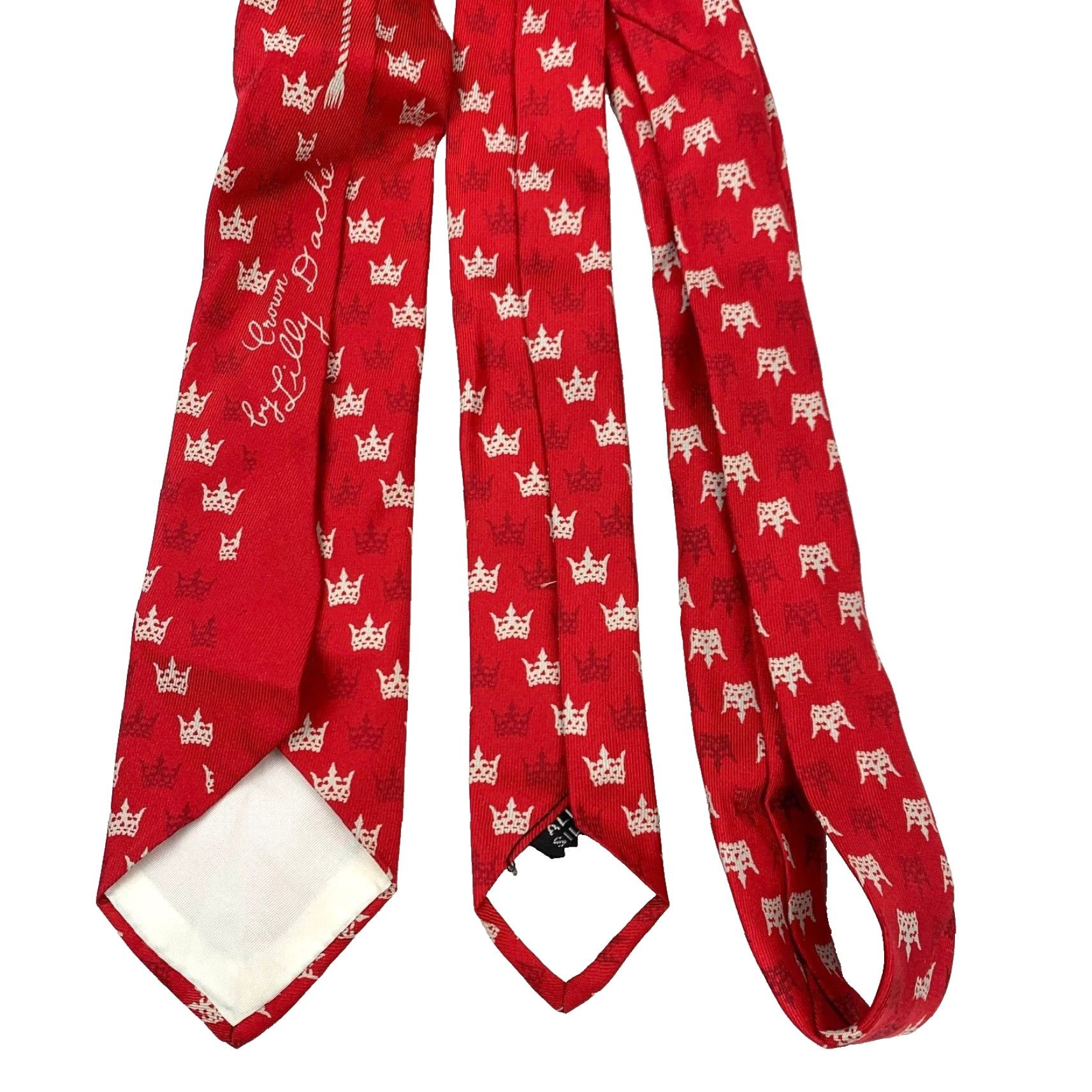 Vintage VINTAGE Crown By Lilly Dache Silk Tie 55 x 2.5" Red White Men Size ONE SIZE - 3 Thumbnail
