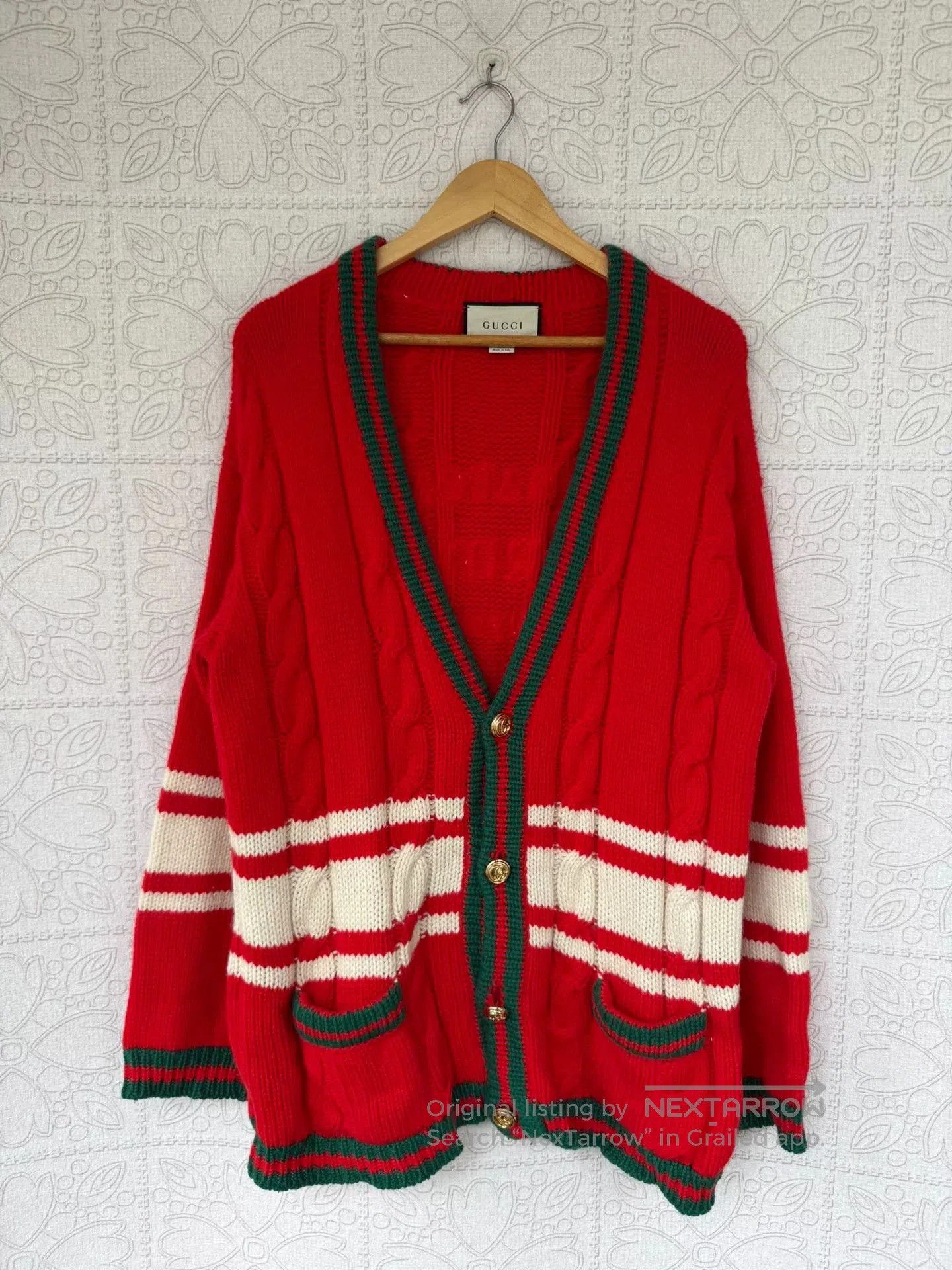 Gucci Gucci Red Knitted Cardigan with Logo. Size XS / US 0-2 / IT 36-38 - 1 Thumbnail