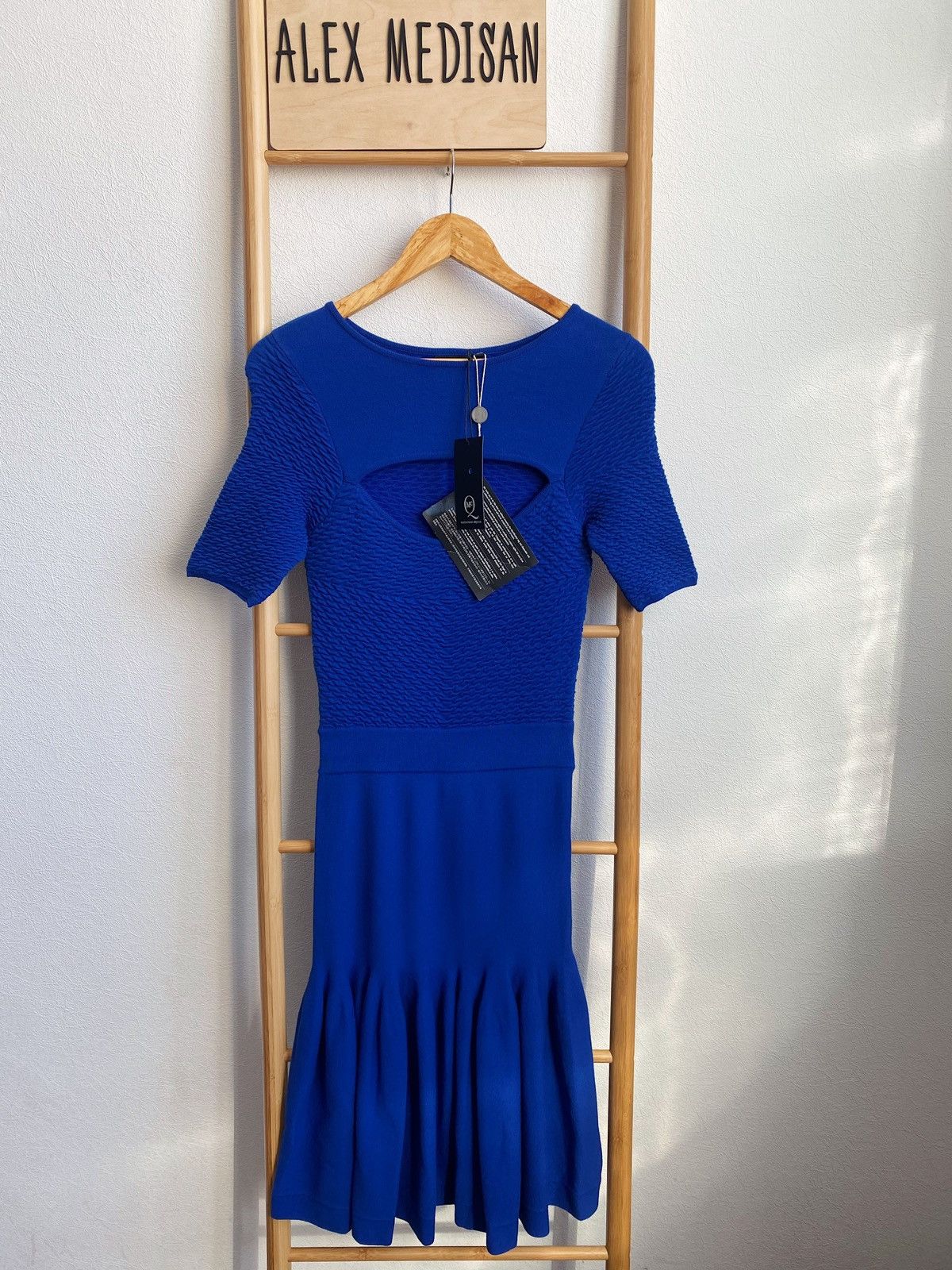 Alexander McQueen Alexander McQueen Auth 38 IT Midi Blue Knit Cotton Dress Size XS / US 0-2 / IT 36-38 - 1 Thumbnail