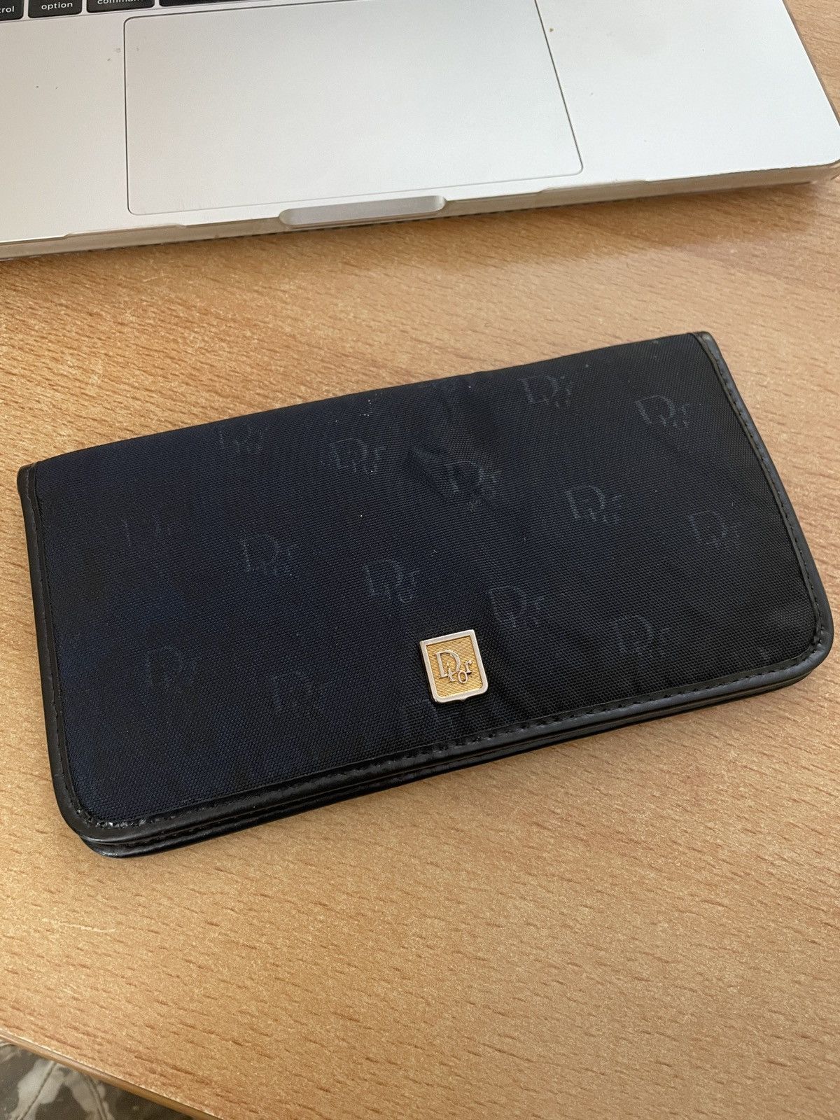Dior × John Galliano × Vintage 70's Rare France Monogram Leather-Canvas Navy Wallet Clutch Bag Purse Size ONE SIZE - 13 Thumbnail