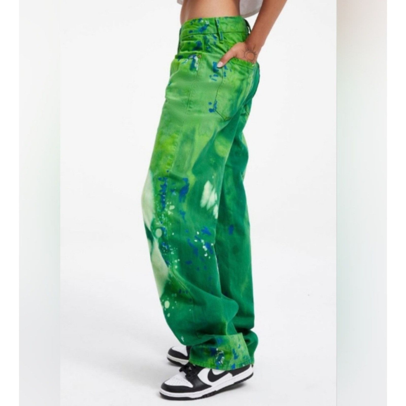 Good American Good American 'Good '90s' Summer Green Tie Dye Jeans 4/27 Size 27" / US 4 / IT 40 - 3 Thumbnail