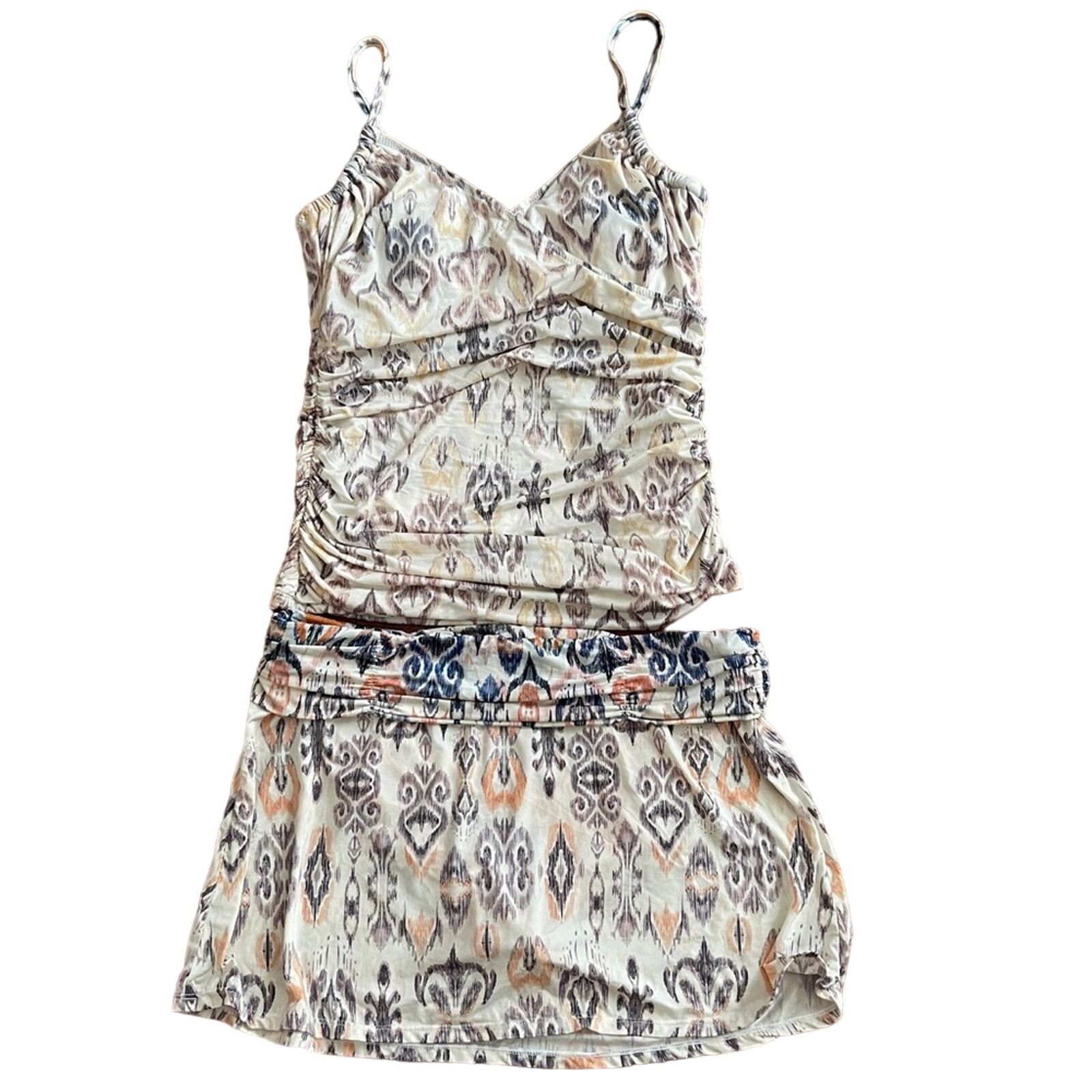 Other Garnet Hill Multicolor Print Ruched Takini Swim Skort Set Size ONE SIZE - 1 Thumbnail