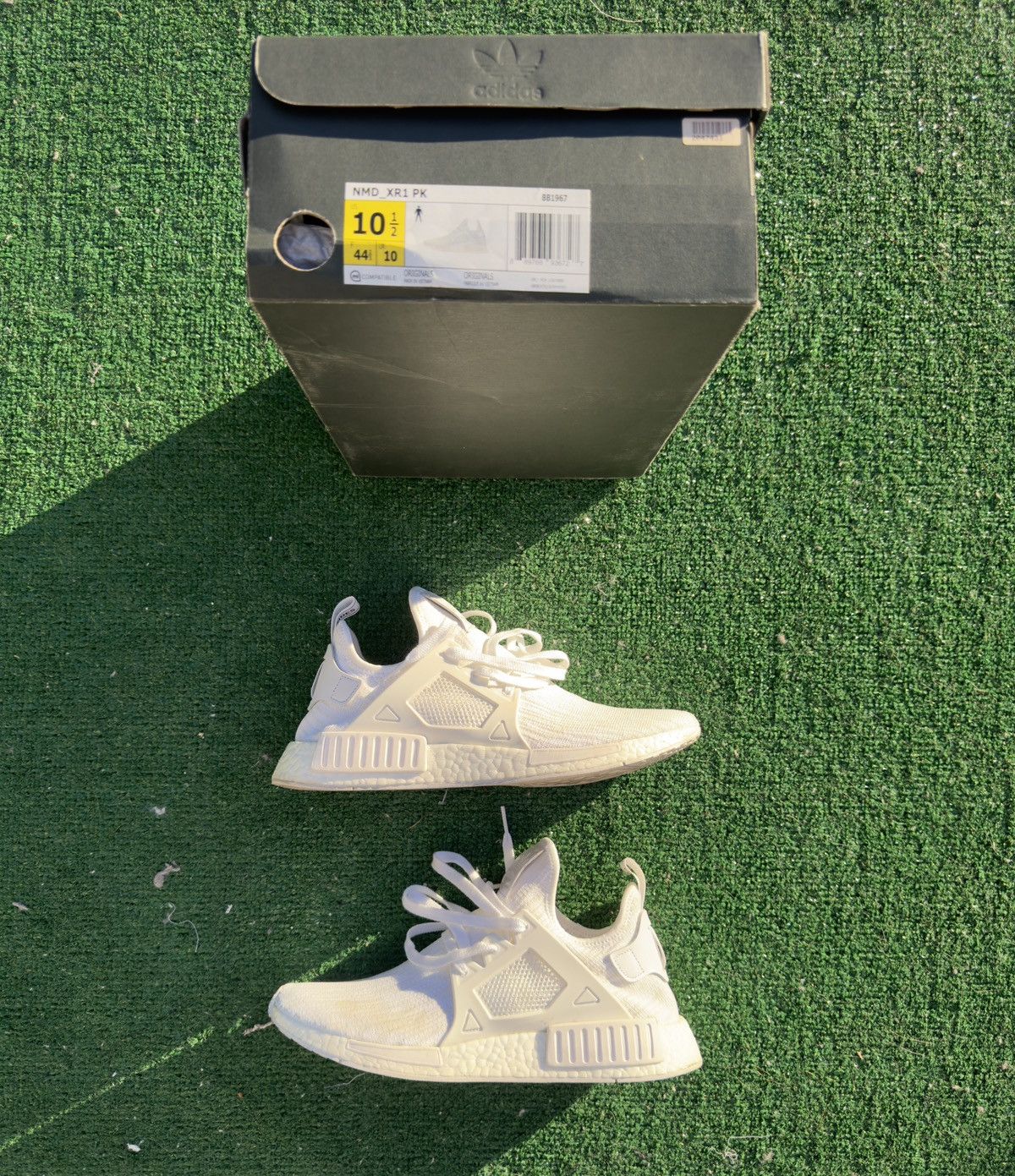 Adidas Adidas NMD XR1 Primeknit Triple White Grailed