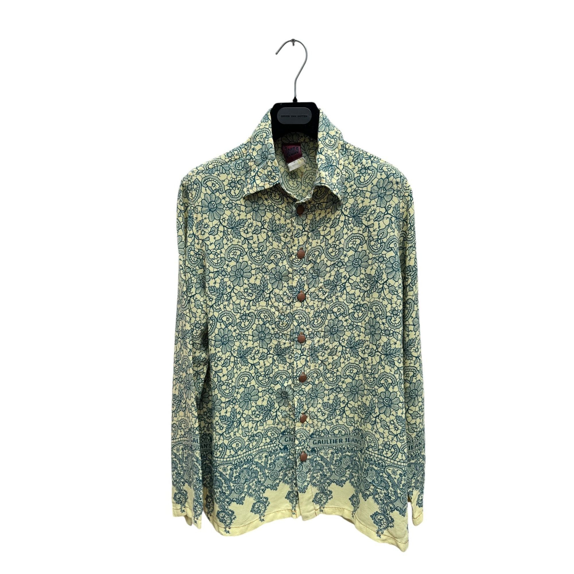 Jean Paul Gaultier Vintage Yellow Navy Viscose Floral Shirt Size M / US 6-8 / IT 42-44 - 1 Thumbnail