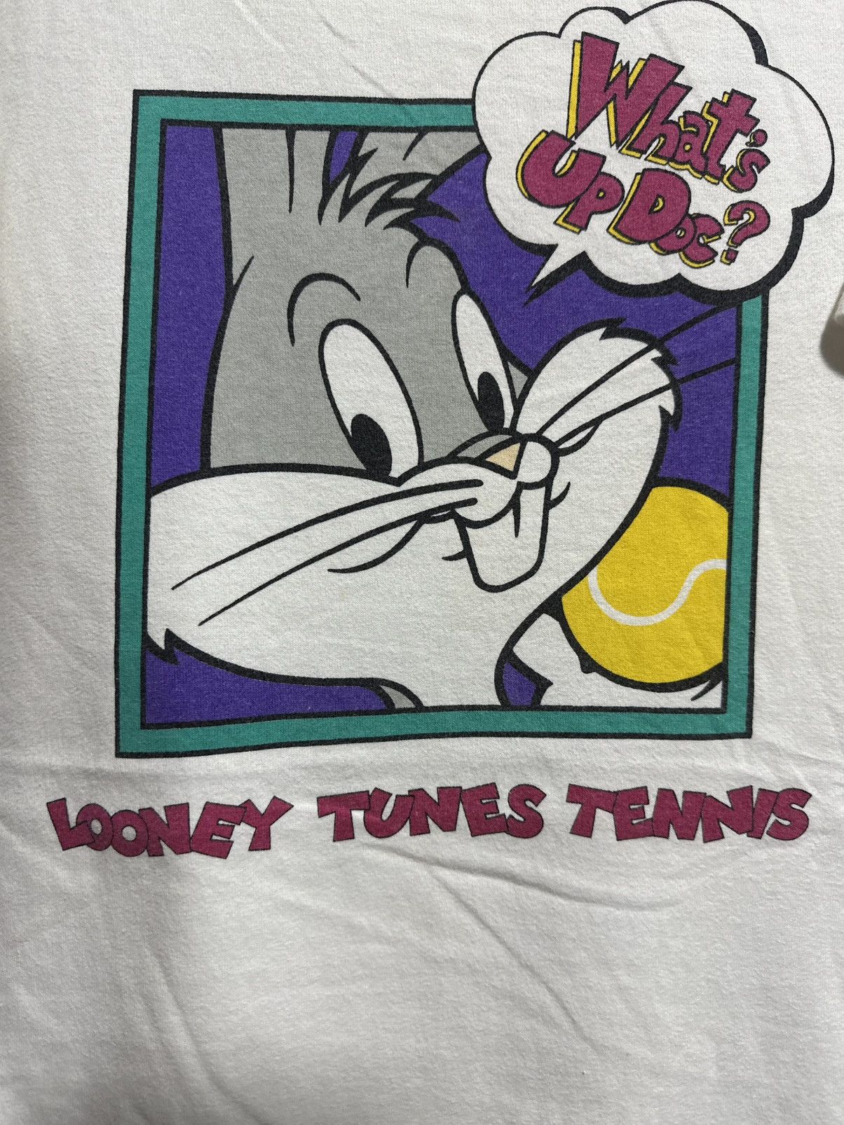 Warner Bros Thrashed Vintage Looney Tunes Tennis Faded Tee Size US L / EU 52-54 / 3 - 3 Thumbnail
