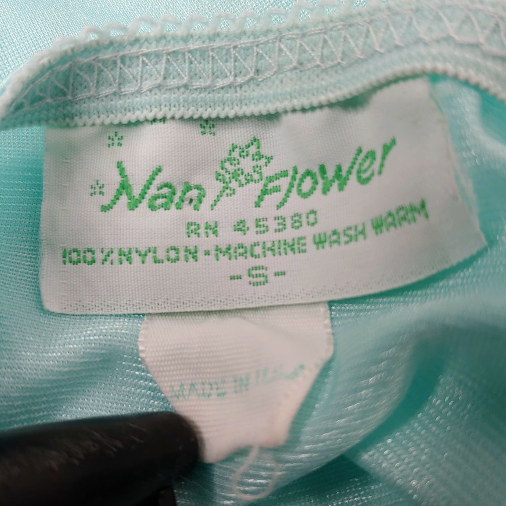 Vintage VINTAGE Nan Flower Women's Camisole Top Pajama Shirt S Blue Lace Ruffle Flower Sleeveless V-Neck Size S / US 4 / IT 40 - 4 Thumbnail
