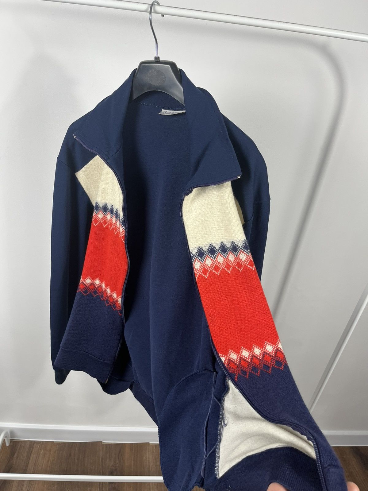Other Vintage Loffler wool blend zip-up jacket navy red white Size US L / EU 52-54 / 3 - 8 Thumbnail