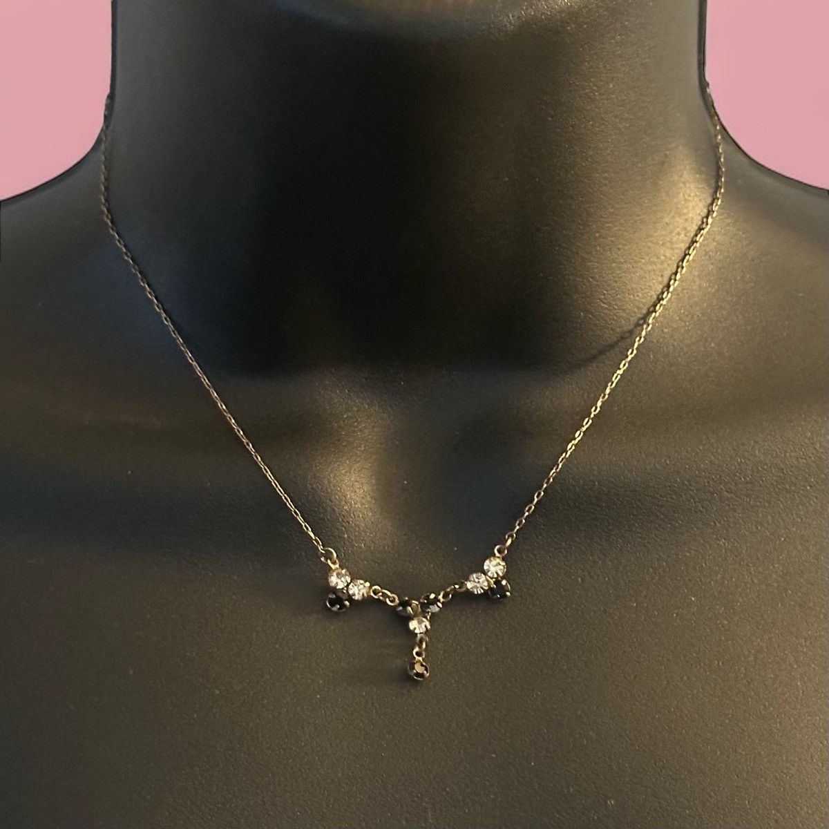 Other Dainty bronze tone black and clear rhinestone drop necklace Size ONE SIZE - 1 Thumbnail