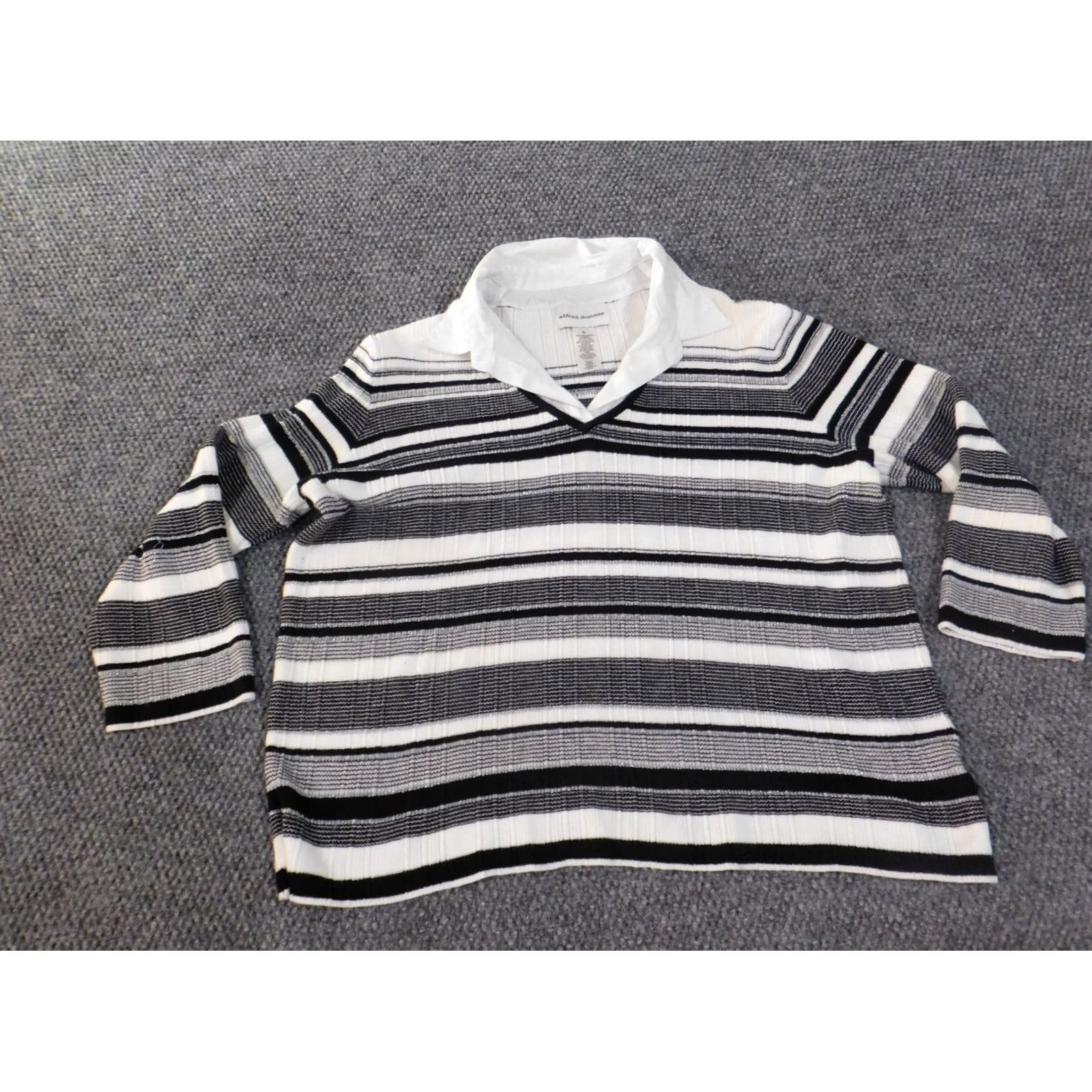 Vintage Alfred Dunner Sweater XL Gray Pullover Womens Stretch Cotton Rayon Raglan Sleeve Casual Long Sleeve Knit Collared Modern American Size XL / US 12-14 / IT 48-50 - 3 Thumbnail