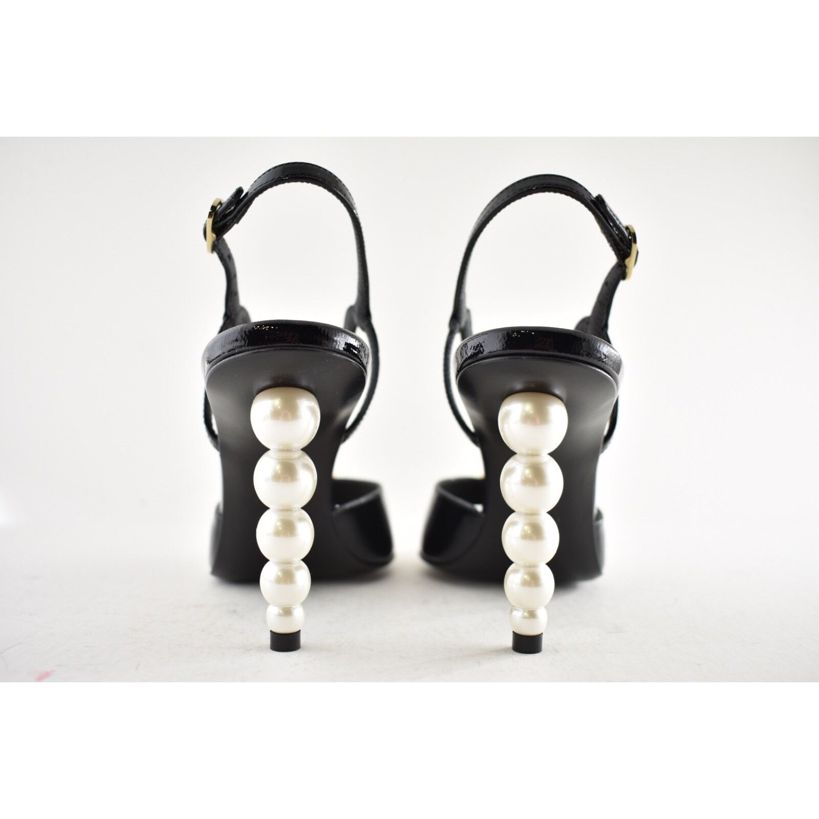 Chanel Chanel Patent Leather Pearl Heel Ankle Strappy Sandal Pump Size US 7 / IT 37 - 12 Thumbnail