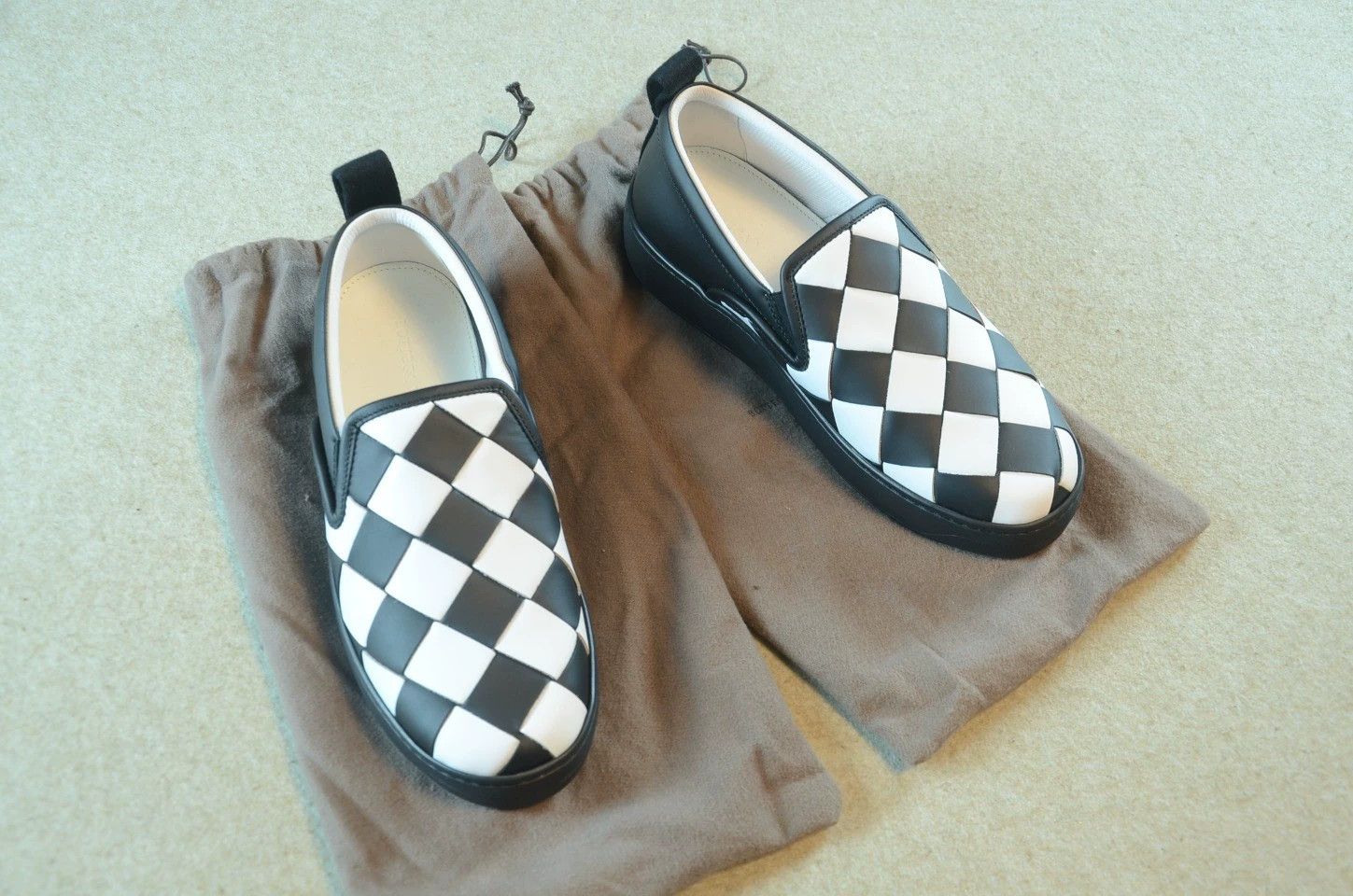 Bottega Veneta Bottega Veneta Black & White Woven Leather Sneaker 40 Size US 8 / IT 38 - 1 Thumbnail