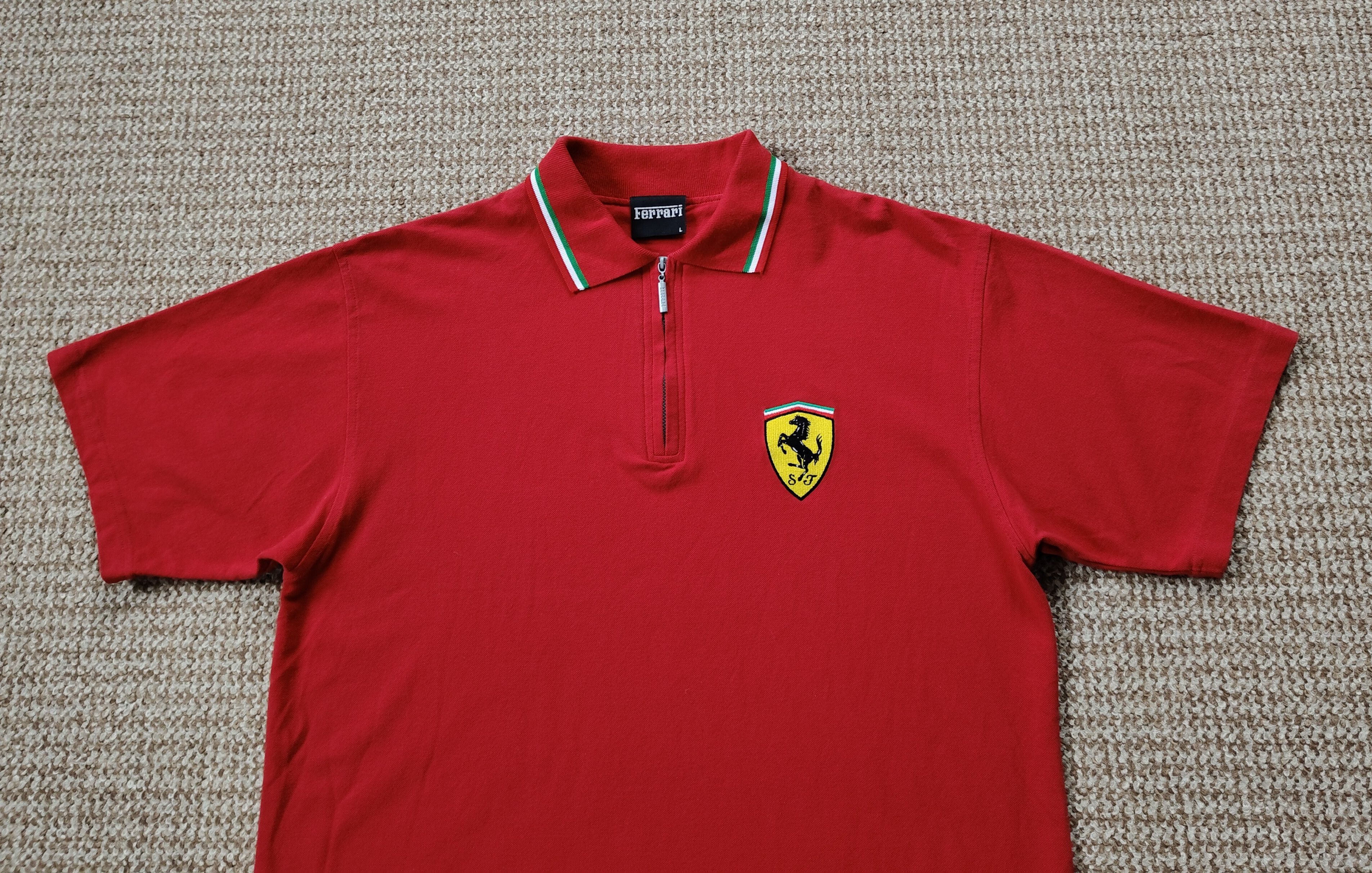 Ferrari Vintage 1999 Ferrari Men's Retro Red Zip Polo T Shirt sz L Size US L / EU 52-54 / 3 - 2 Thumbnail