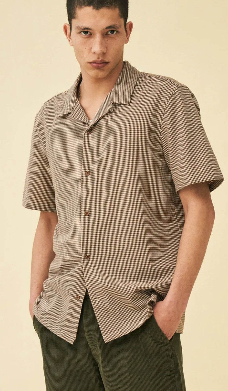 Designer Bound Mocha Dogtooth Cuban SS Shirt 2XL Size US XXL / EU 58 / 5 - 5 Thumbnail