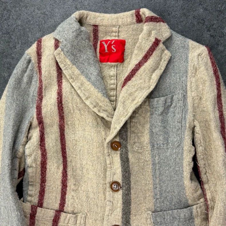 Y's Y's Wool contrast striped woolen jacket Size US XL / EU 56 / 4 - 2 Thumbnail