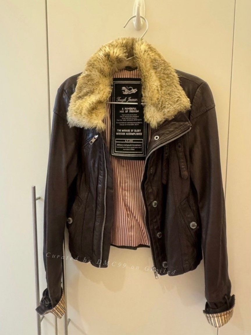 Vintage Tough Jeansmith Fur Collar Leather Jacket Size US XS / EU 42 / 0 - 1 Thumbnail