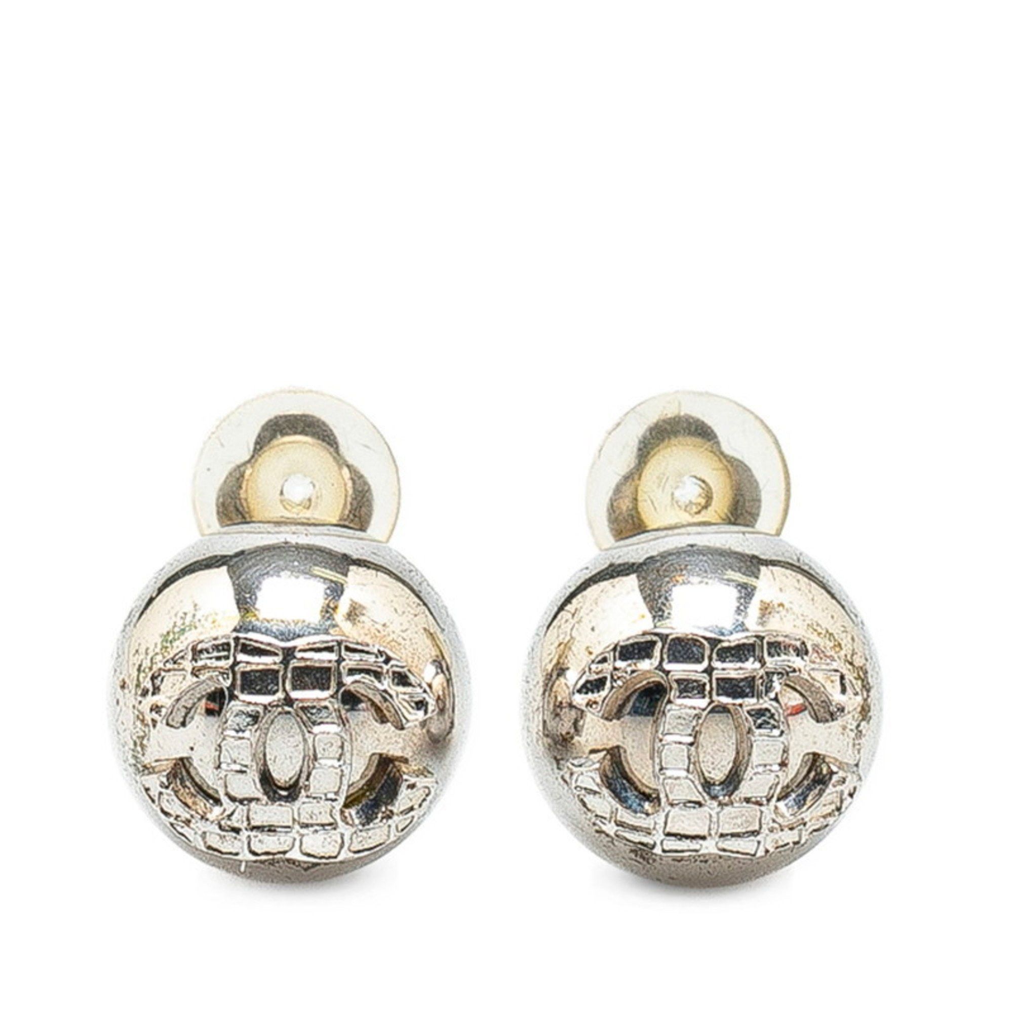 Chanel Chanel Coco Mark Ball Earrings Silver Metal Women's CHANEL Size ONE SIZE - 1 Thumbnail