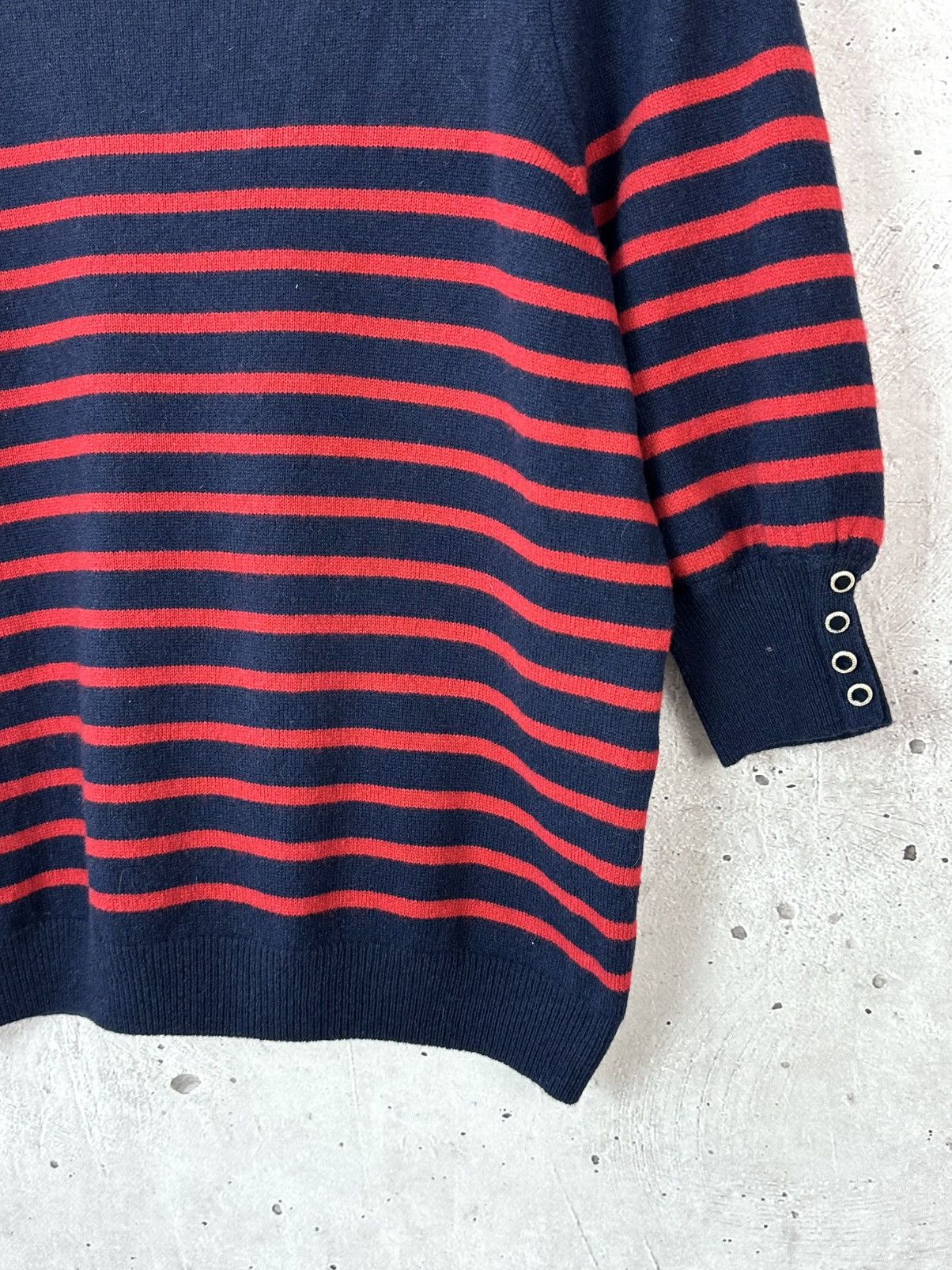 Sezane Sezane Cashmere Stripped Gold Buttons Short Sleeve Sweater Size S / US 4 / IT 40 - 4 Thumbnail