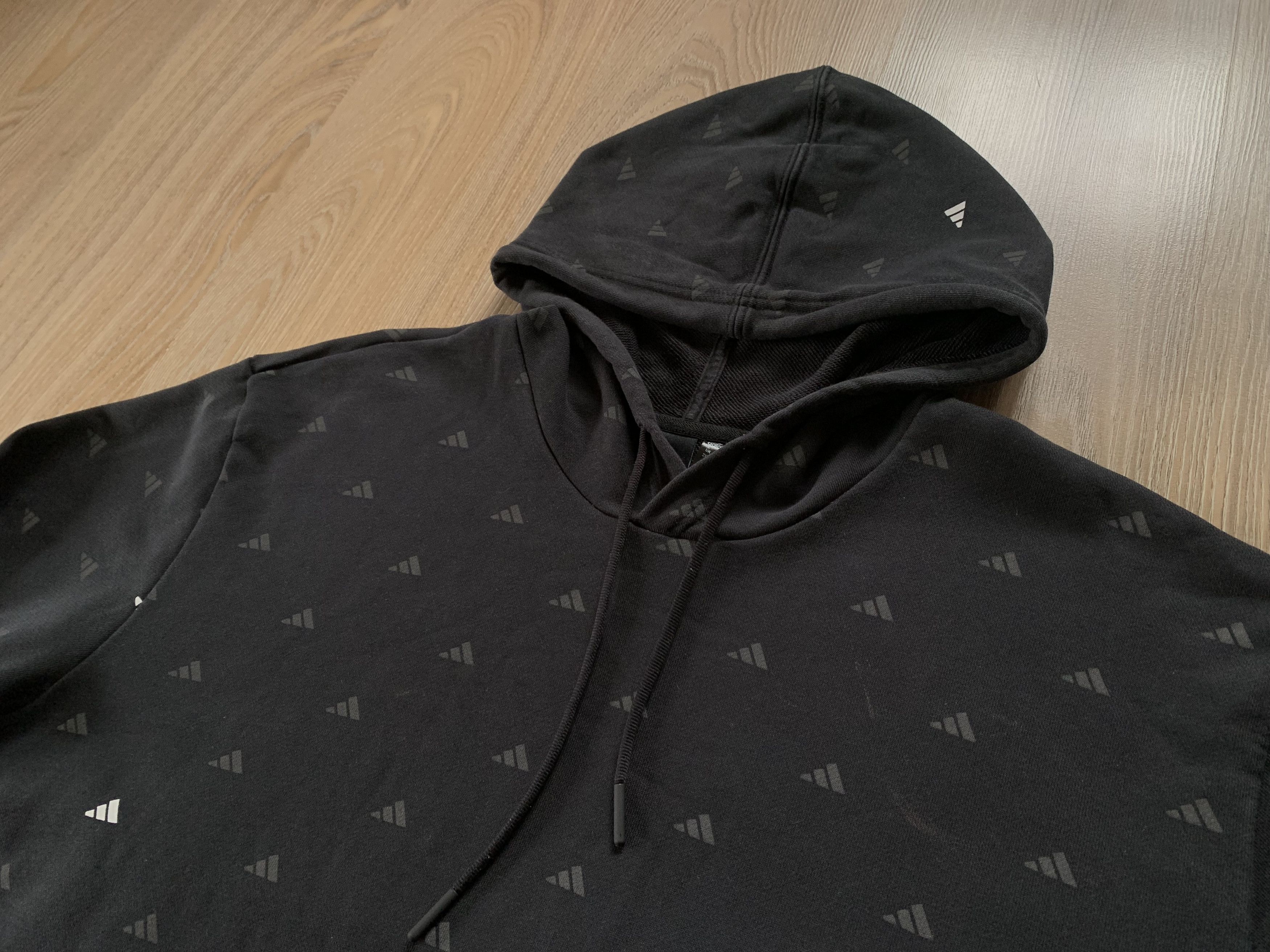 Adidas Adidas Monogram Multi Logo Cotton Black Hoodie Size US XXL / EU 58 / 5 - 4 Thumbnail