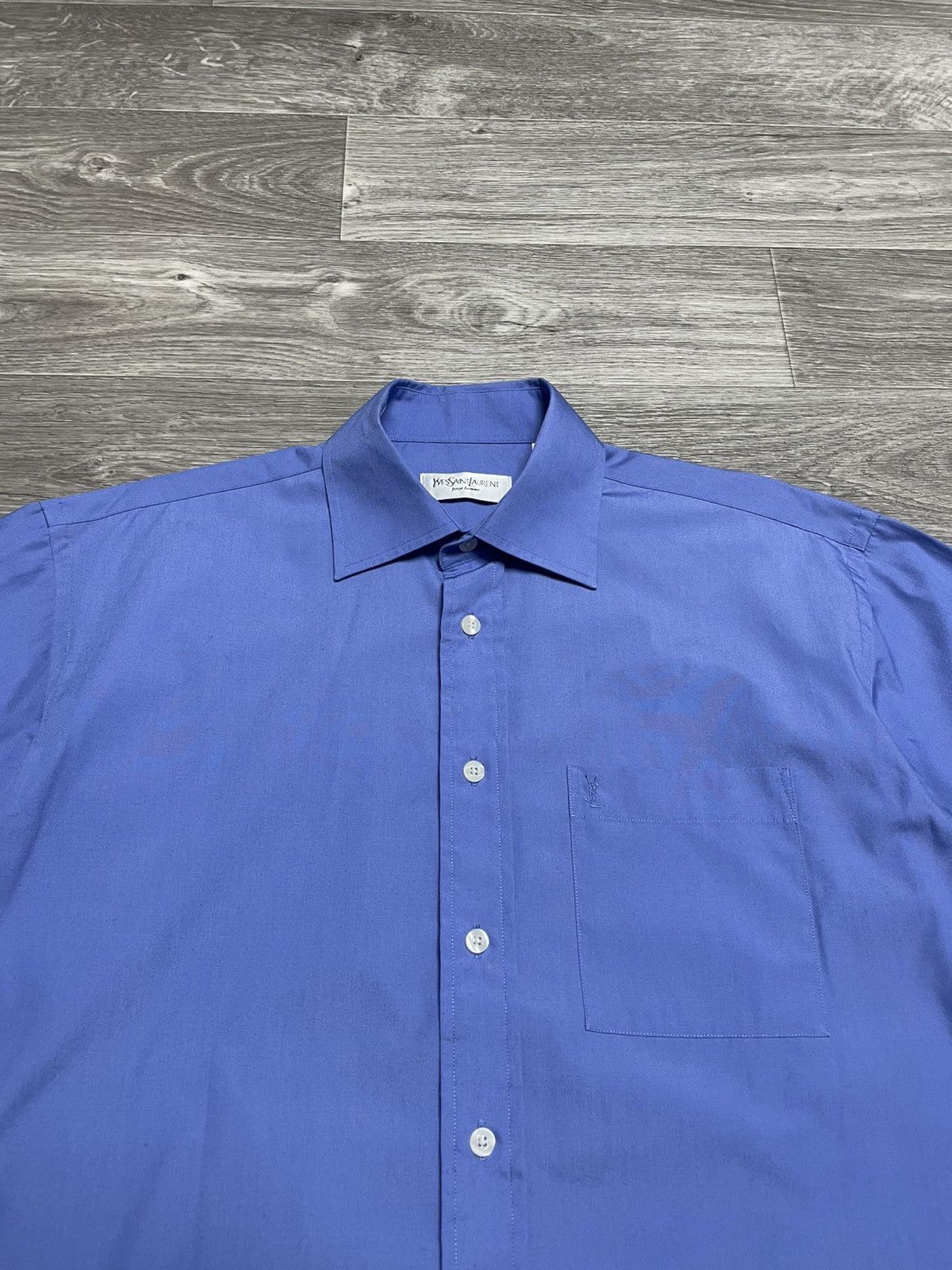 Yves Saint Laurent Vintage Yves Saint Laurent YSL Blue Long Sleeve Shirt Button Size US L / EU 52-54 / 3 - 2 Thumbnail