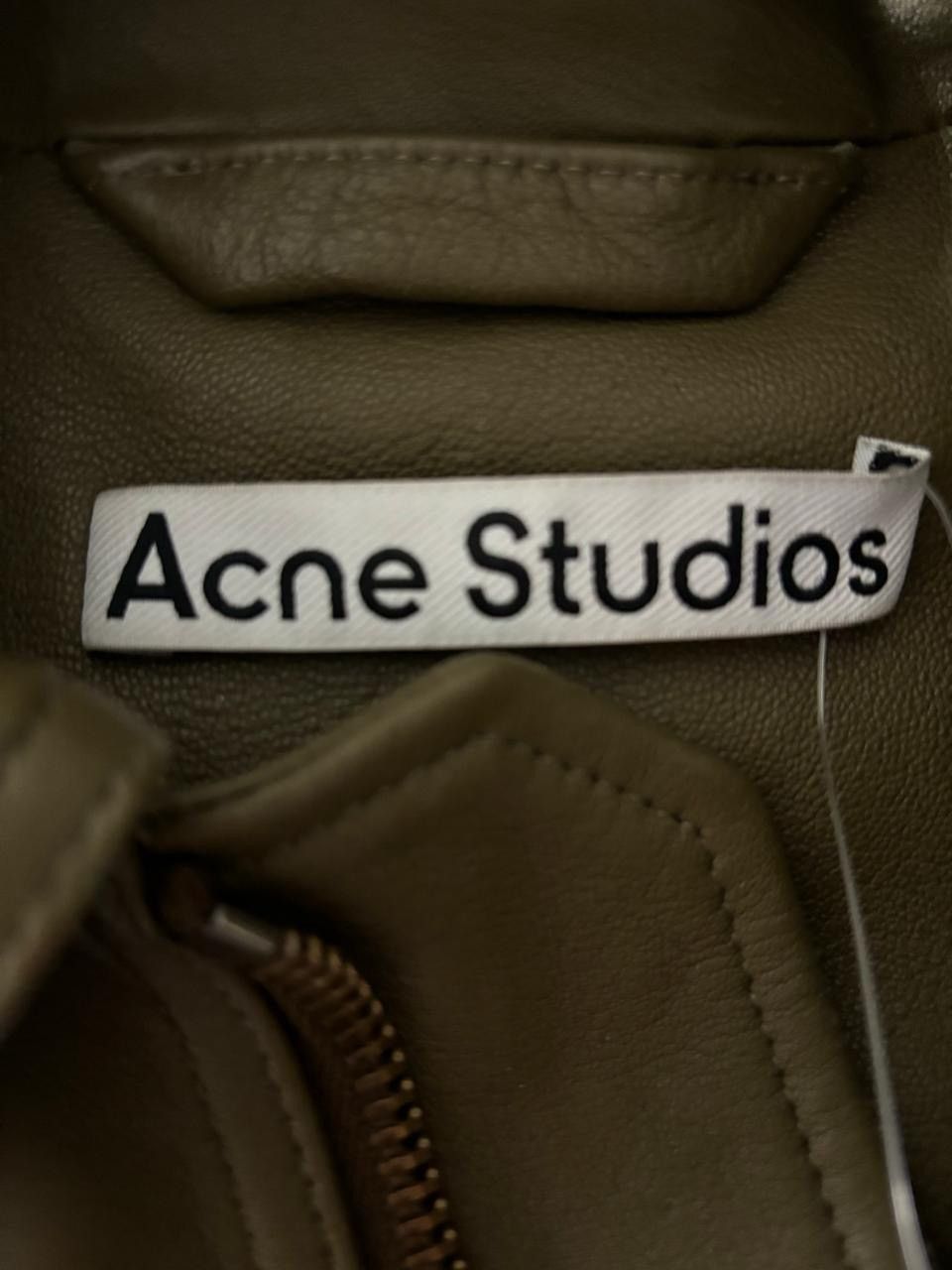 Acne Studios Acne Studios Khaki Grained Leather Jacket Size US M / EU 48-50 / 2 - 4 Thumbnail