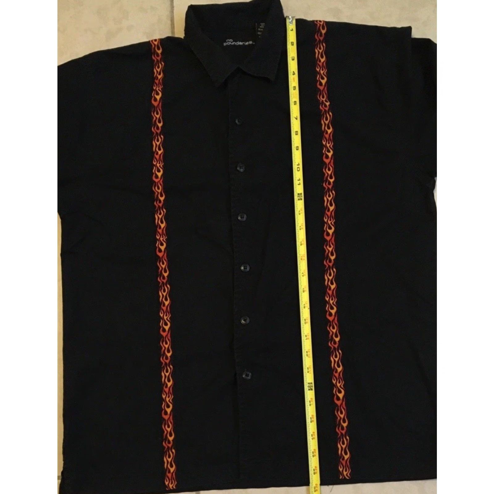 JNCO VINTAGE Fire Flames All Over Print Button Down Shirt L Men Black 80s 90s Biker Skate Surf Rock Punk Jnco Size US L / EU 52-54 / 3 - 6 Thumbnail