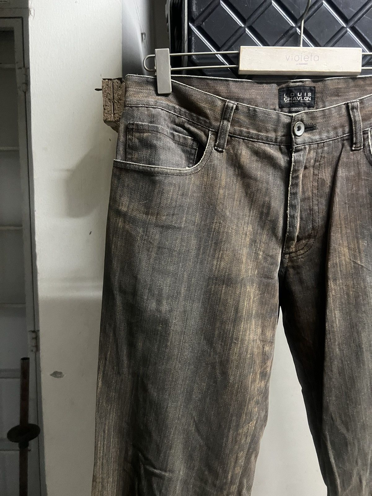 Hysteric Glamour × Japanese Brand × Vintage FLARED🔥THRASHED LOUIS CHAVLON DENIM PANT Size US 32 / EU 48 - 5 Thumbnail