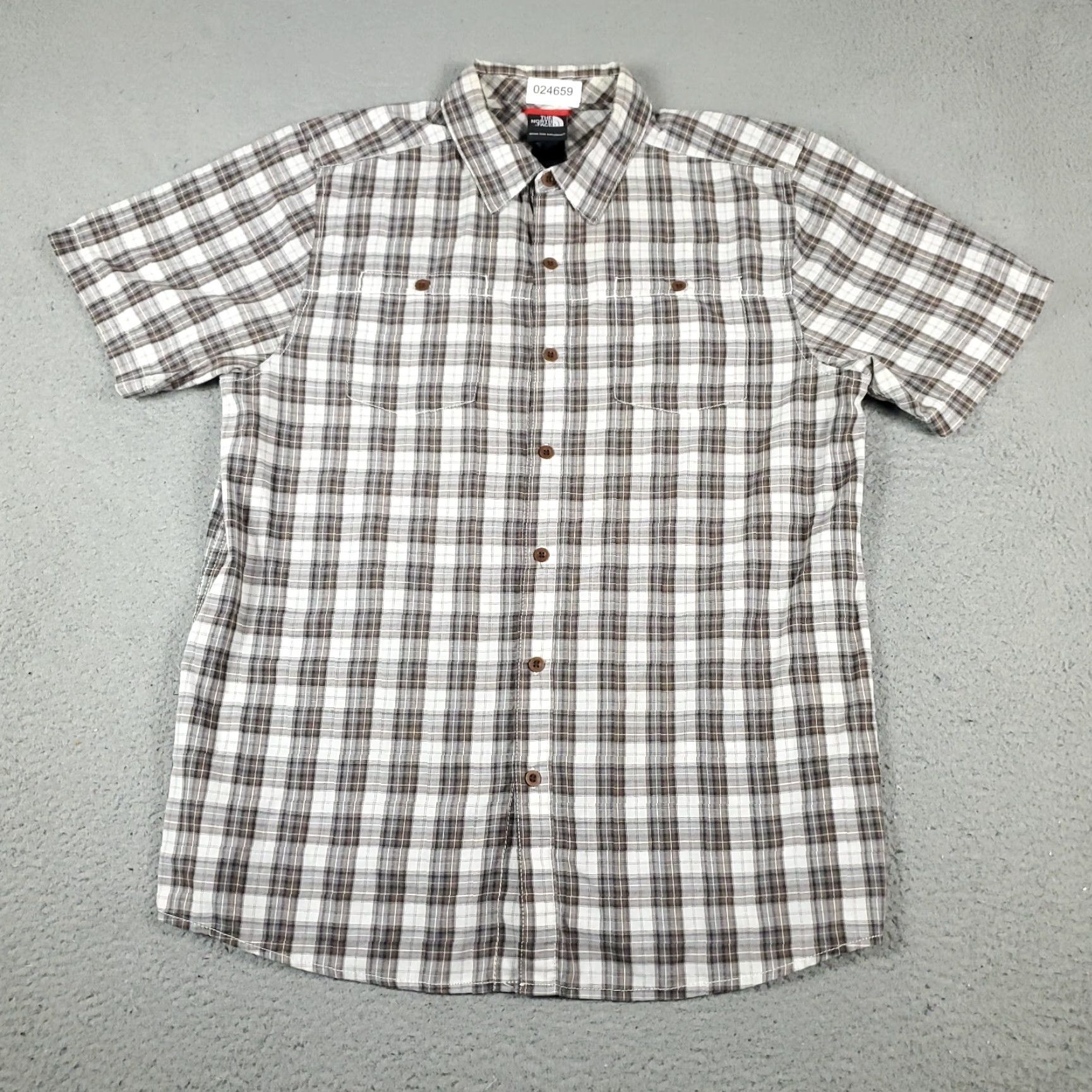 The North Face The North Face Shirt Mens L Beige Gray Plaid Casual Button-Up Short Sleeve Size US L / EU 52-54 / 3 - 2 Thumbnail