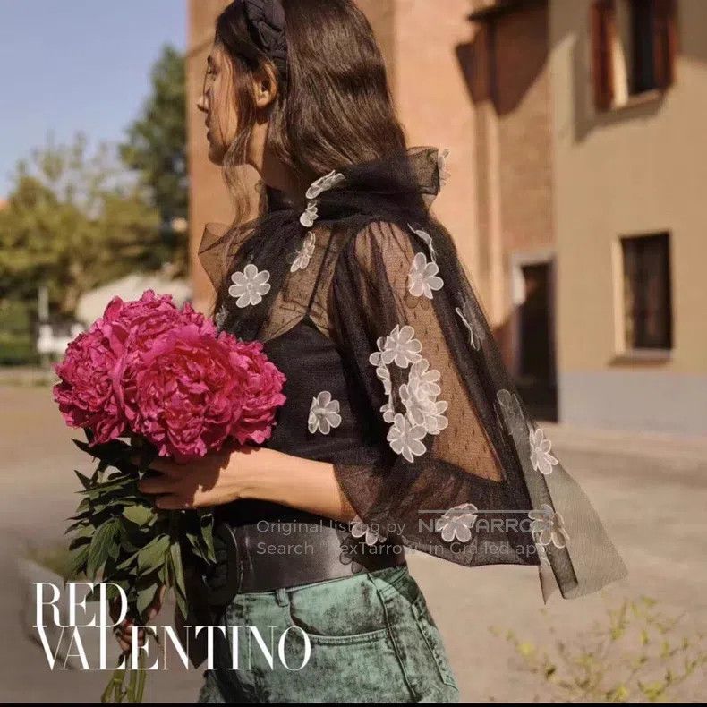 Valentino Valentino Lace mesh appliqué streamer top Size XS / US 0-2 / IT 36-38 - 3 Thumbnail