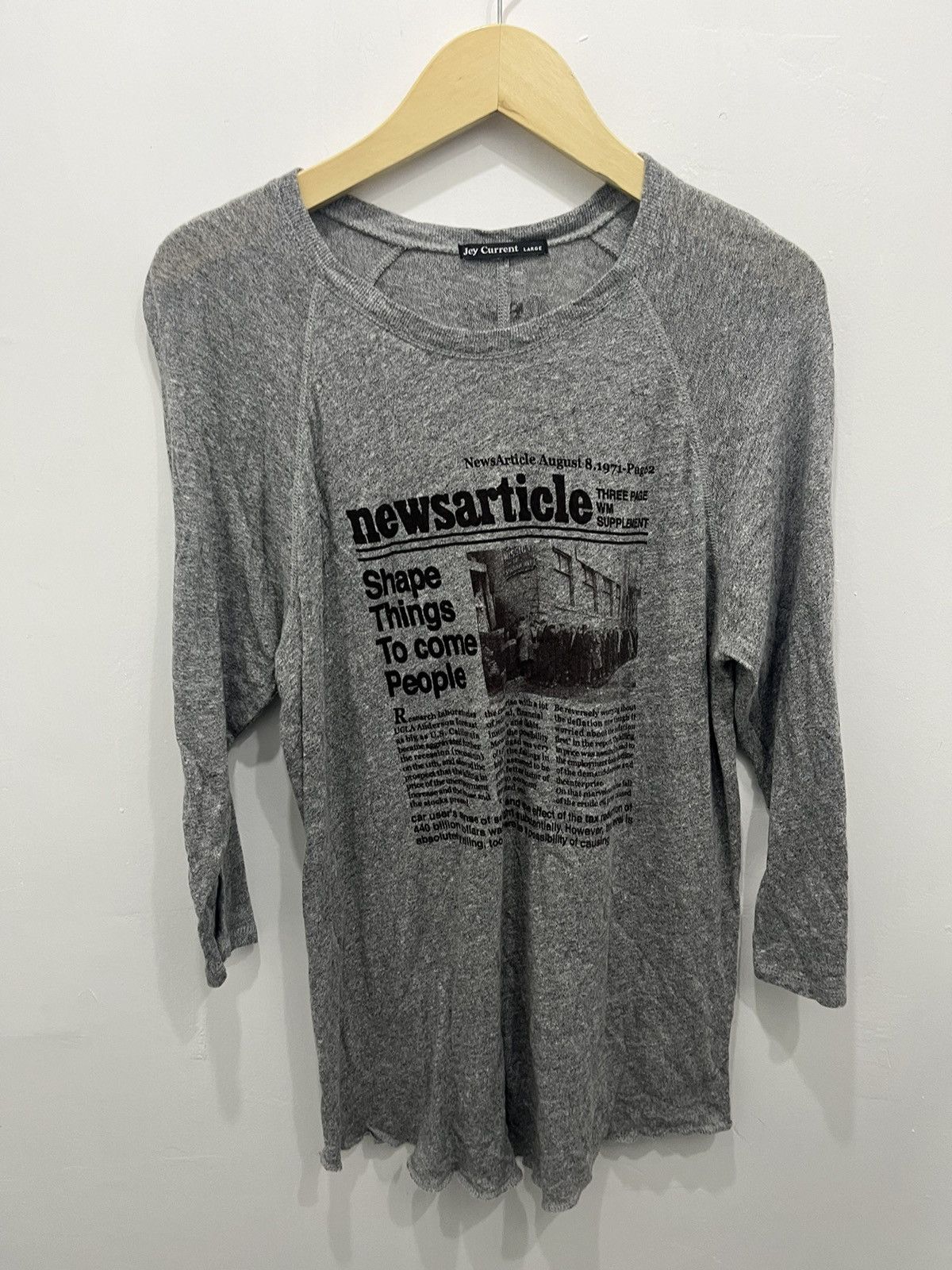 Japanese Brand Newspaper Article Old Poem by Joy Current Long Sleeve Tee Size US L / EU 52-54 / 3 - 1 Thumbnail