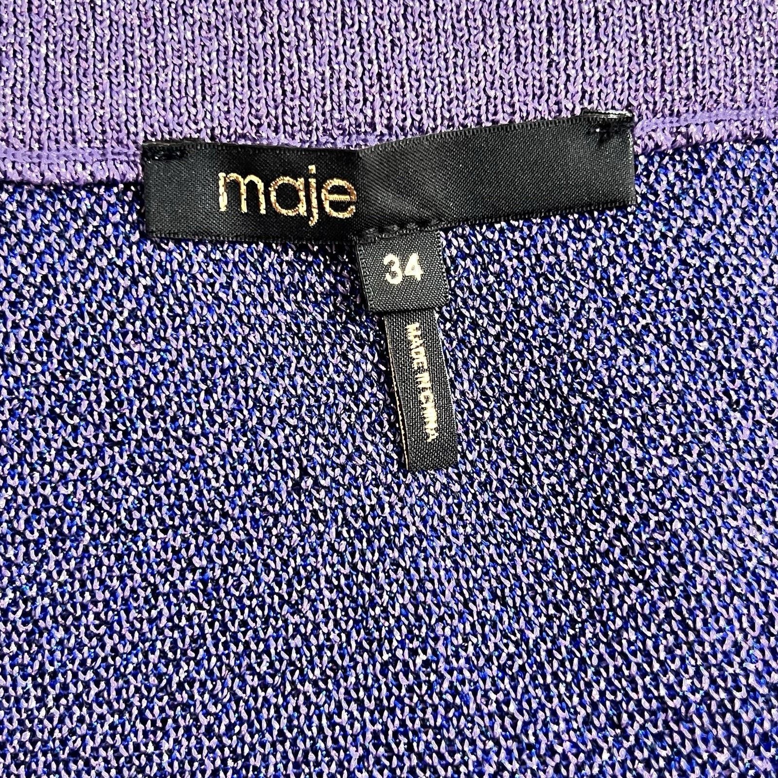 Maje maje Miniskirt Purple Blue Ombré Going Out Metallic Zip Up Size 34" / US 12 / IT 48 - 5 Thumbnail